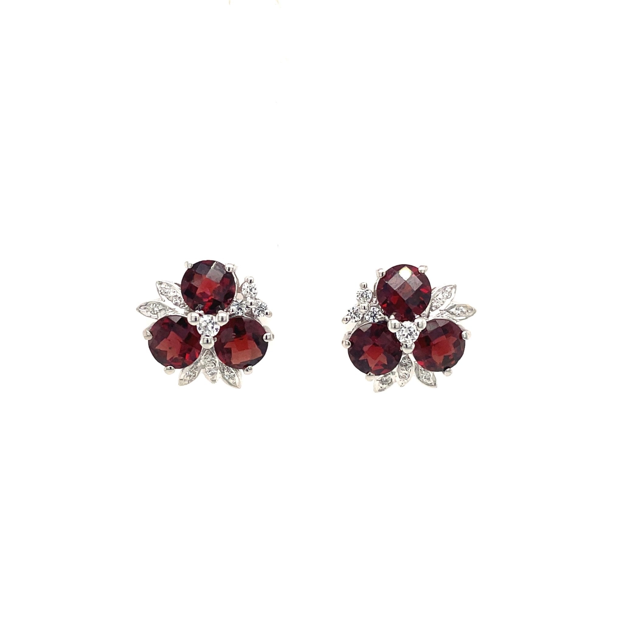 Garnet Earring in .925 Sterling Silver - KST 51001 - Zyrola