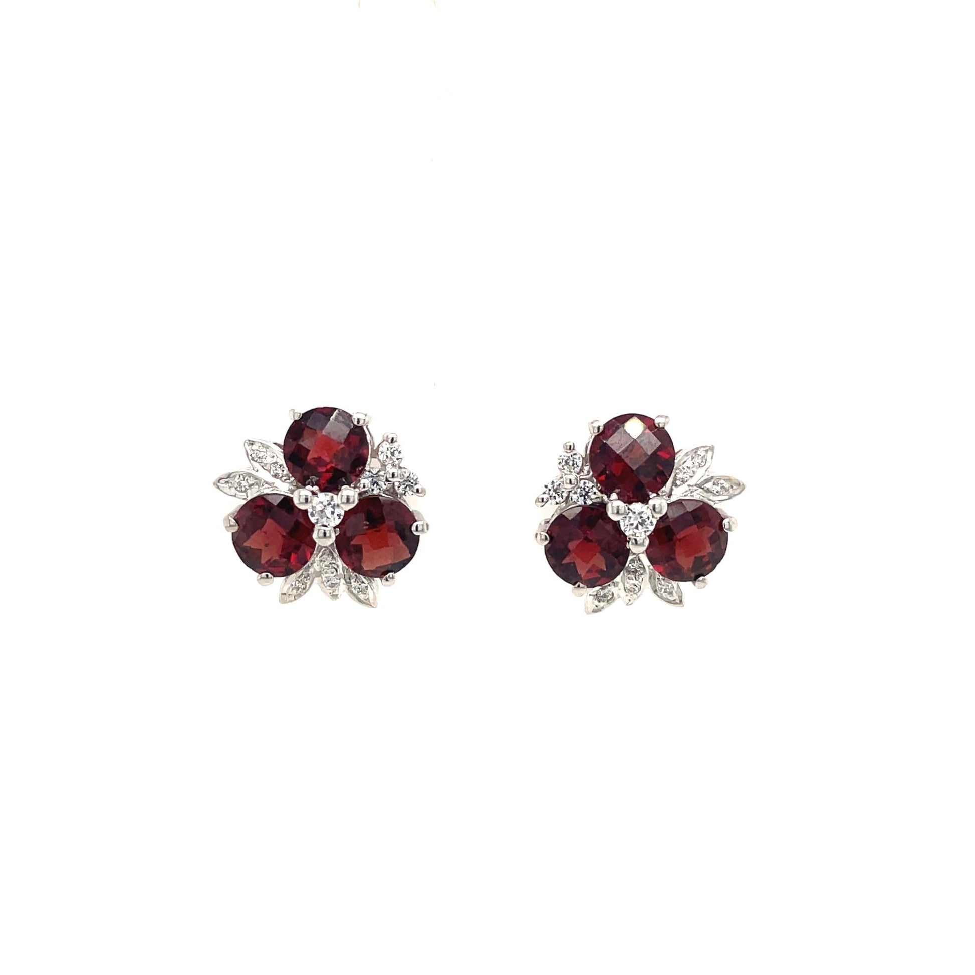 Garnet Earring in .925 Sterling Silver - KST 51001 - Zyrola