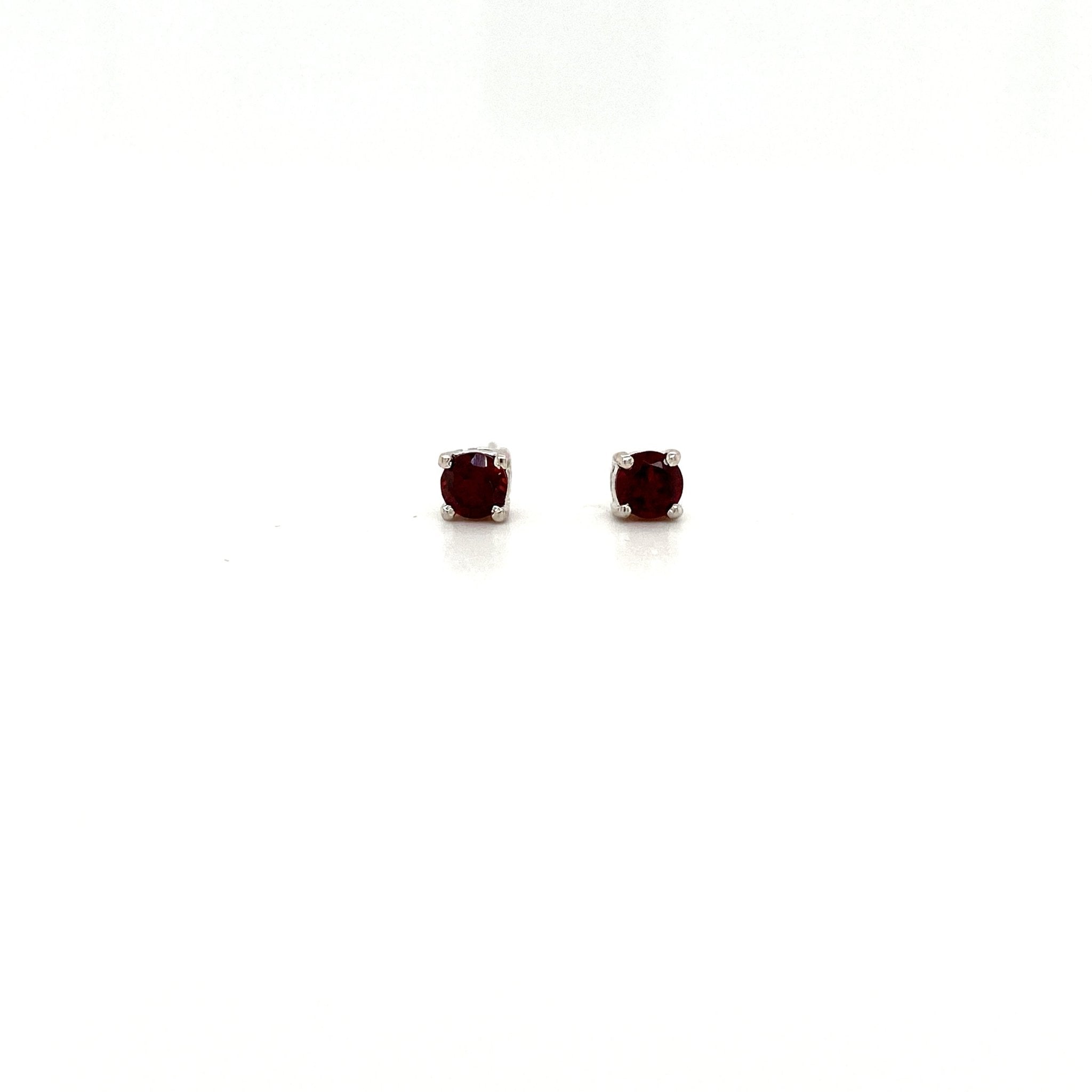 Clous d’oreilles en grenat rond sur monture en argent sterling 925 – KST 52601 - Zyrola