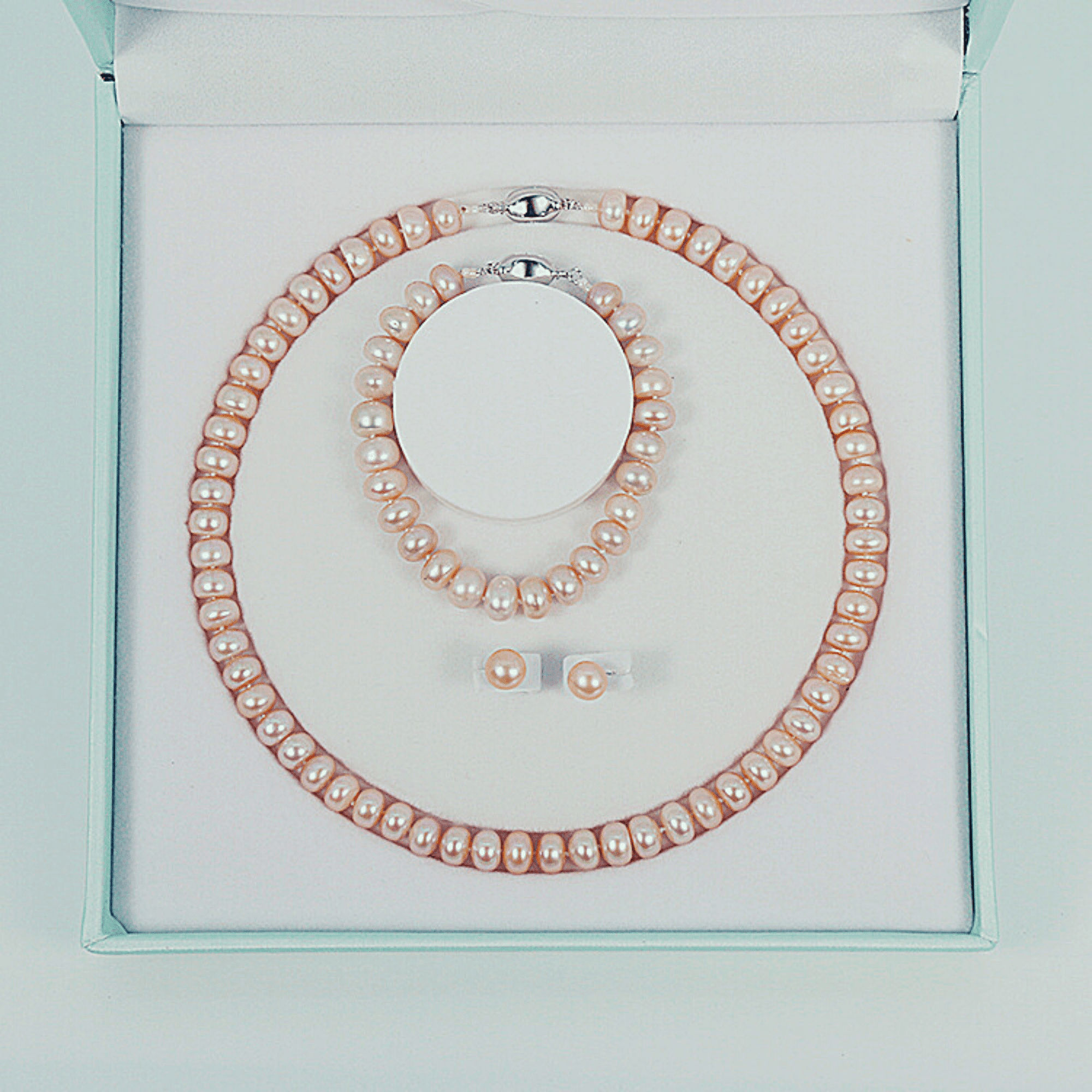 Georgian Jewellery Set 8 - 9 mm AAAA Pink Freshwater Pearls with 17' Strand - Zyrola