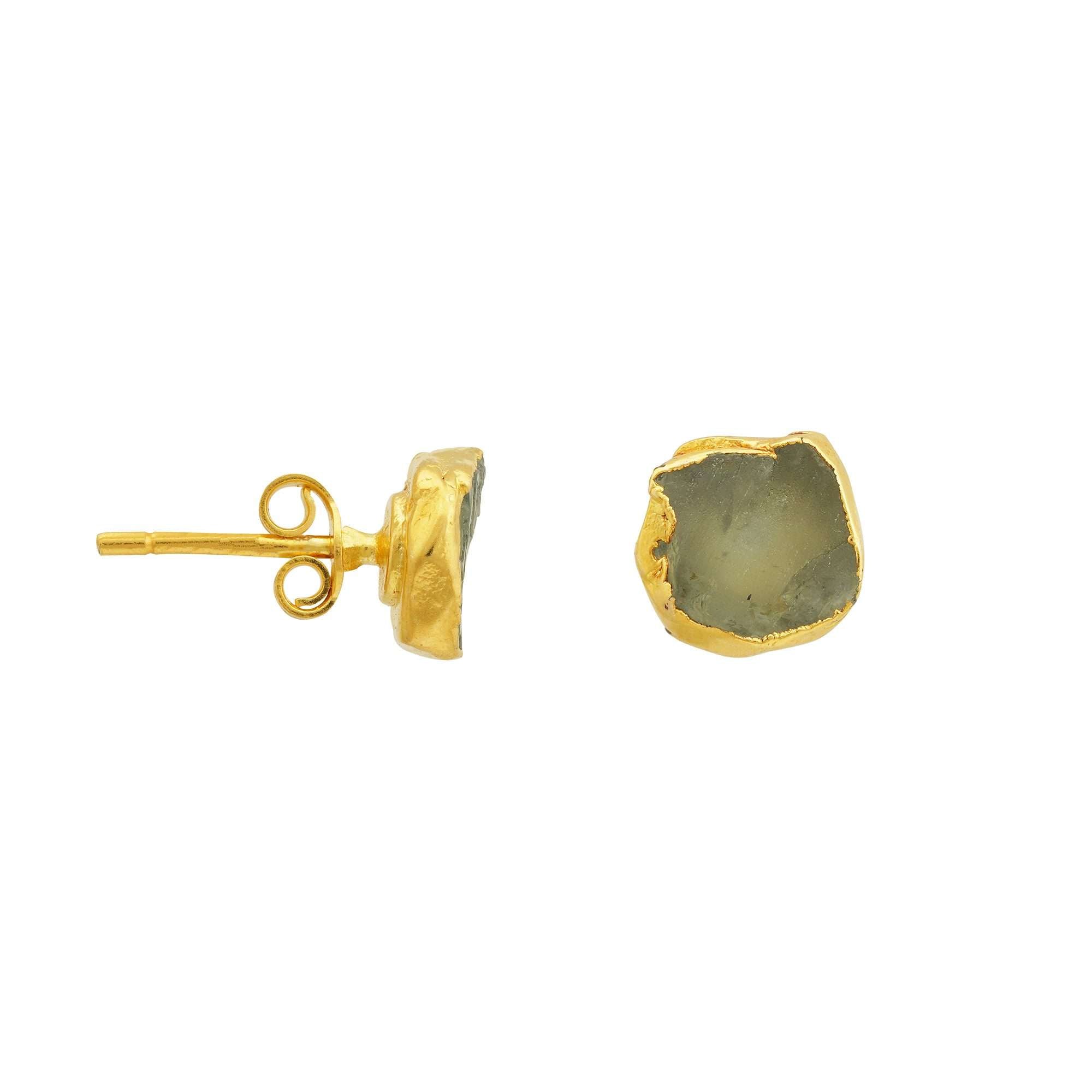 Handmade Aquamarine Earrings in its Natural form Gold Plated - Zyrola