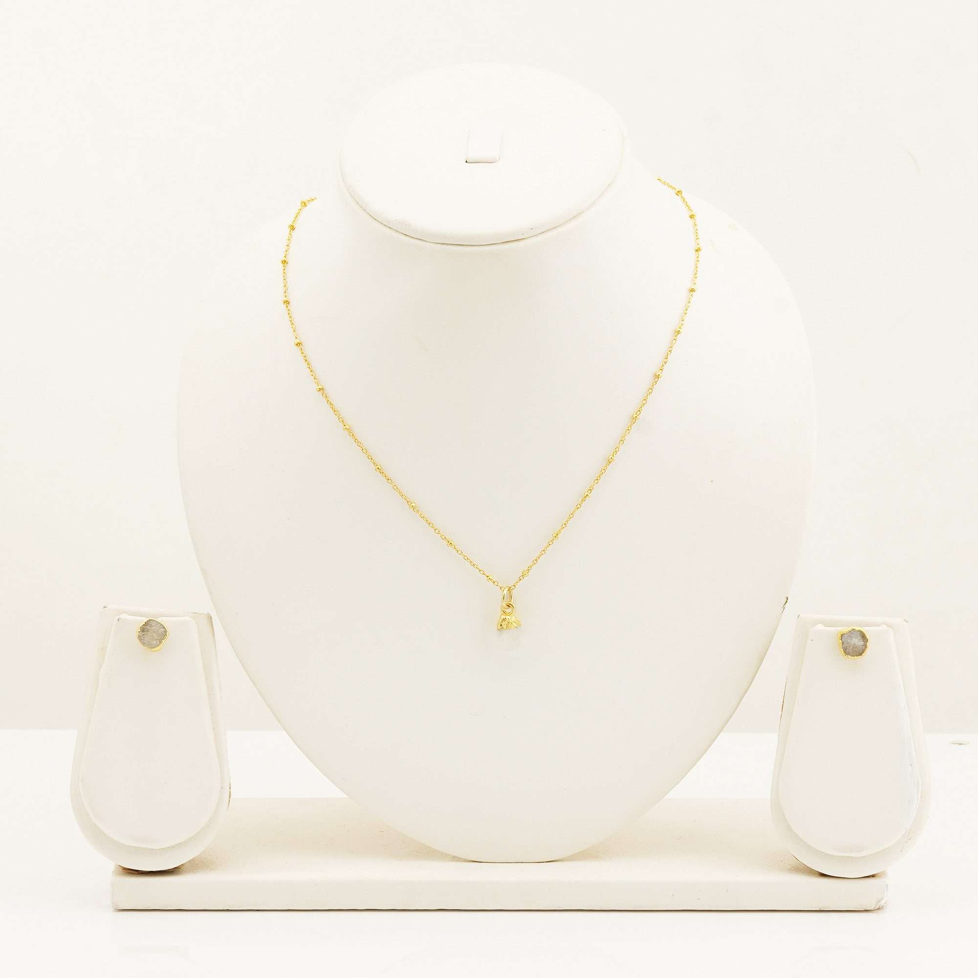 Handmade Rainbow Moonstone Set in its Natural form Gold Plated - Zyrola