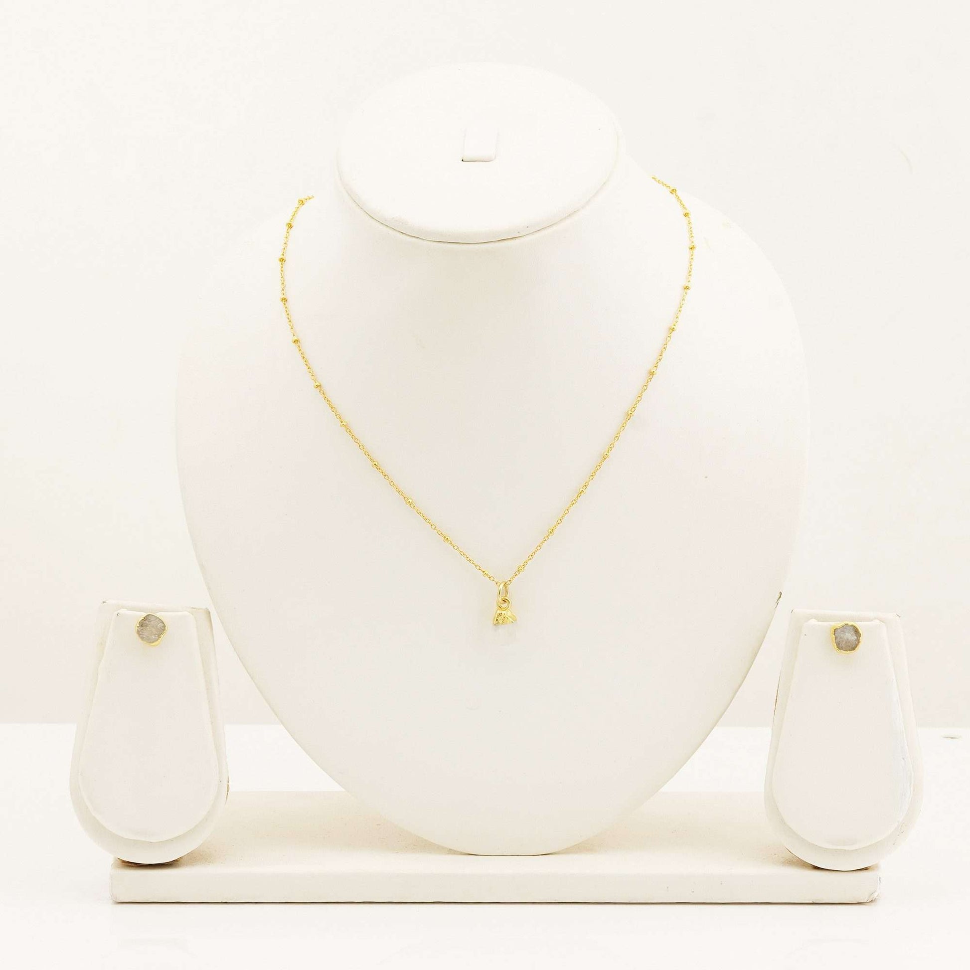 Handmade Rainbow Moonstone Set in its Natural form Gold Plated - Zyrola