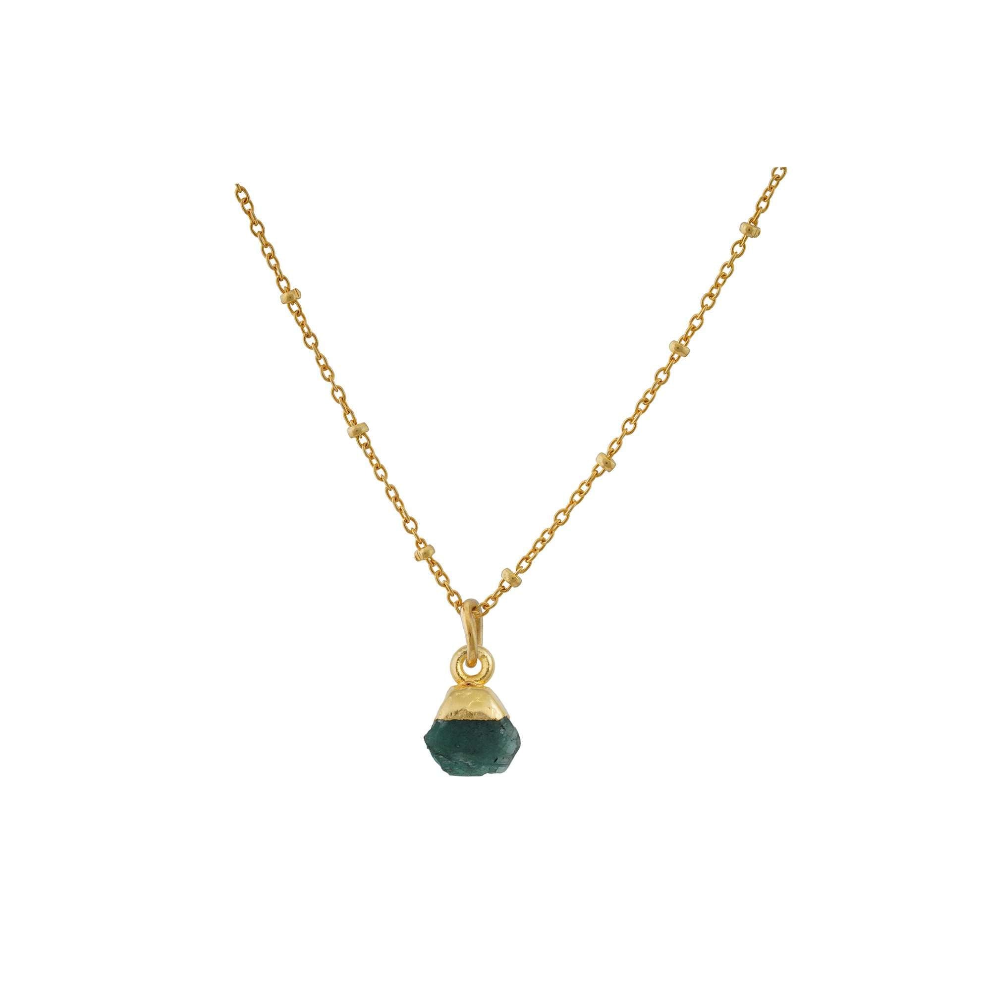 Handmade Raw Emerald Pendant in its Natural form Gold Plated - Zyrola