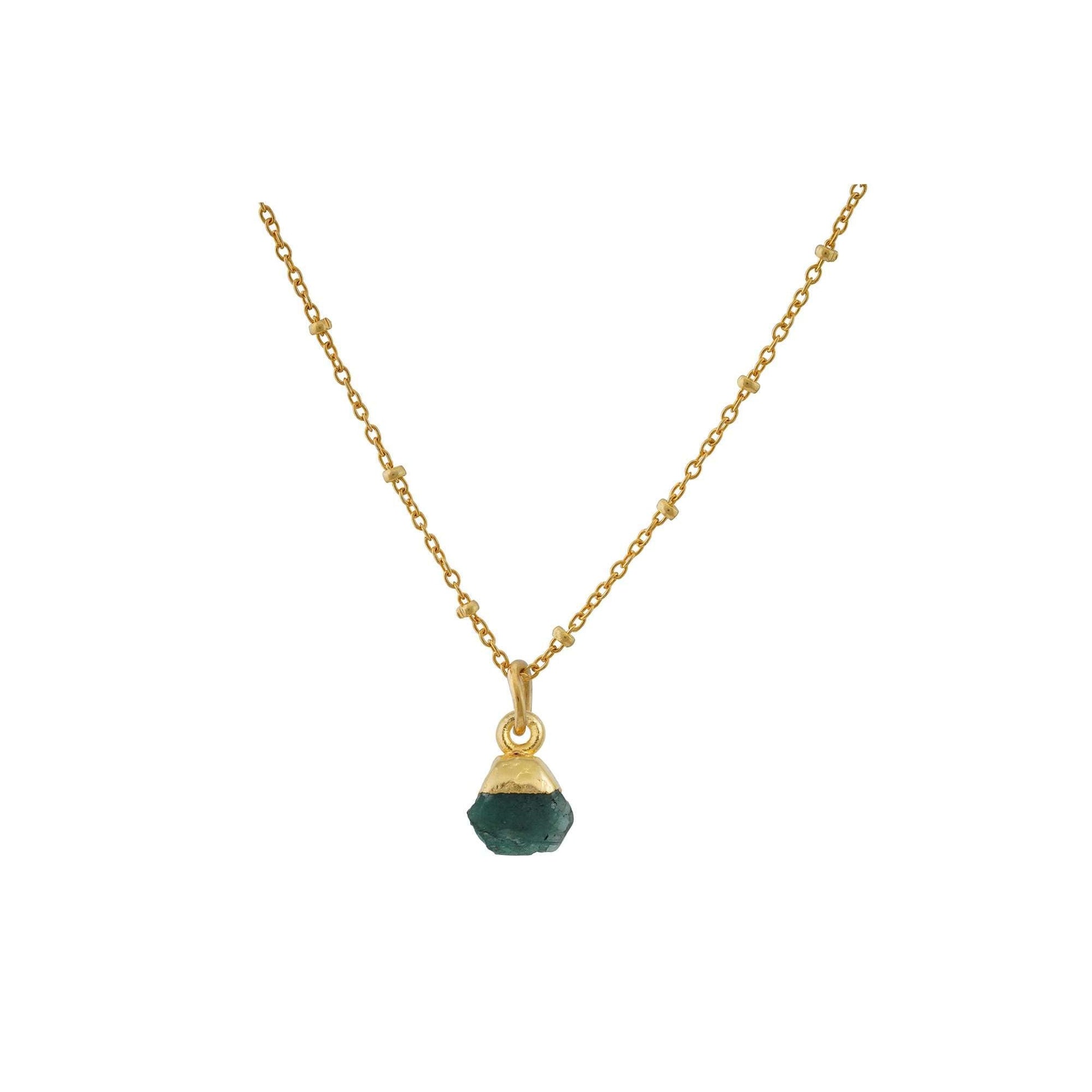 Handmade Raw Emerald Pendant in its Natural form Gold Plated - Zyrola