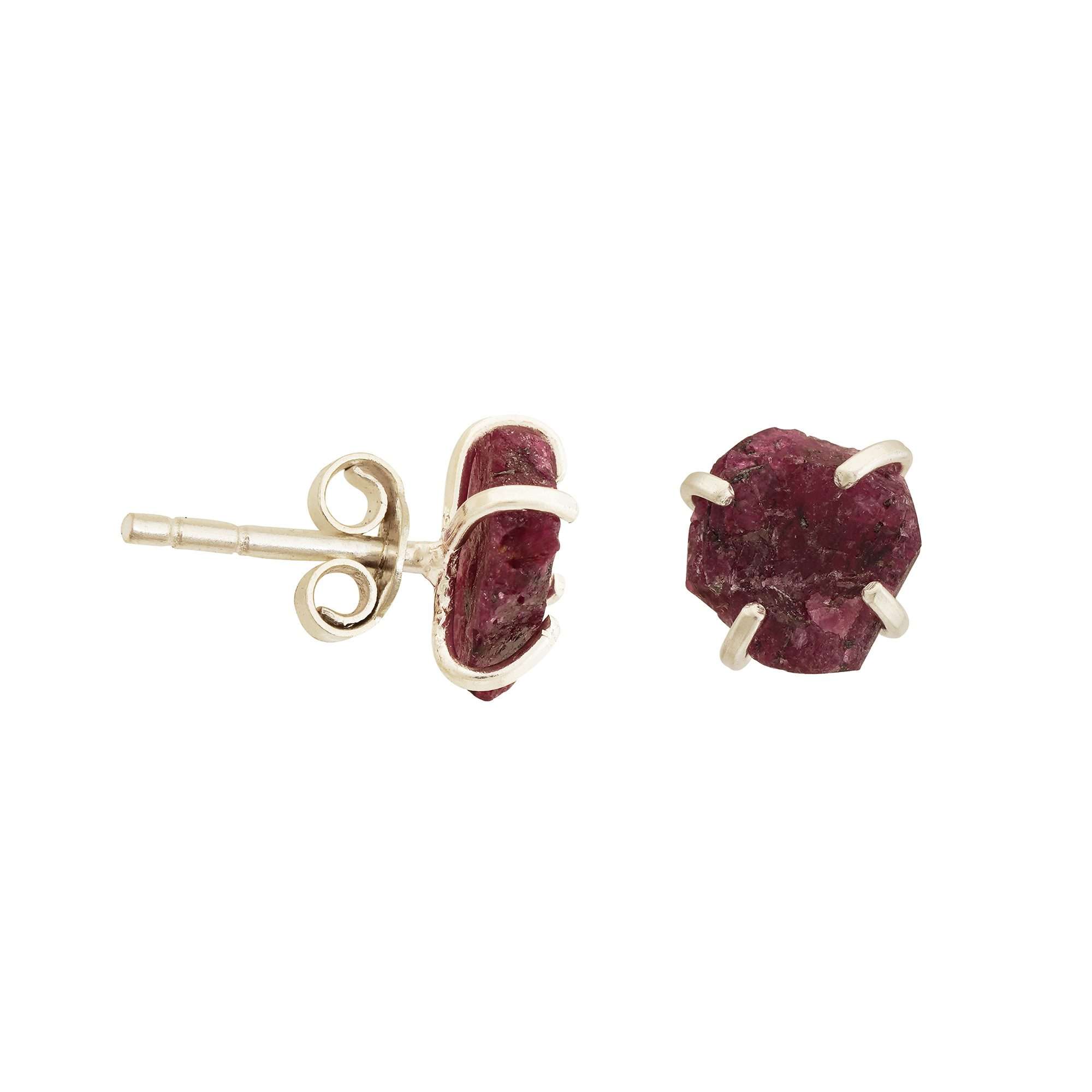 Handmade Ruby Earrings in its Natural form in Silver 925 - Zyrola