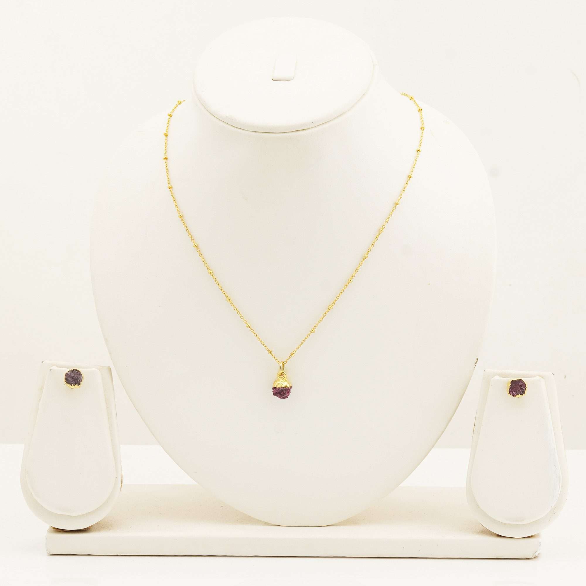 Handmade Ruby Set in its Natural form Gold Plated - Zyrola