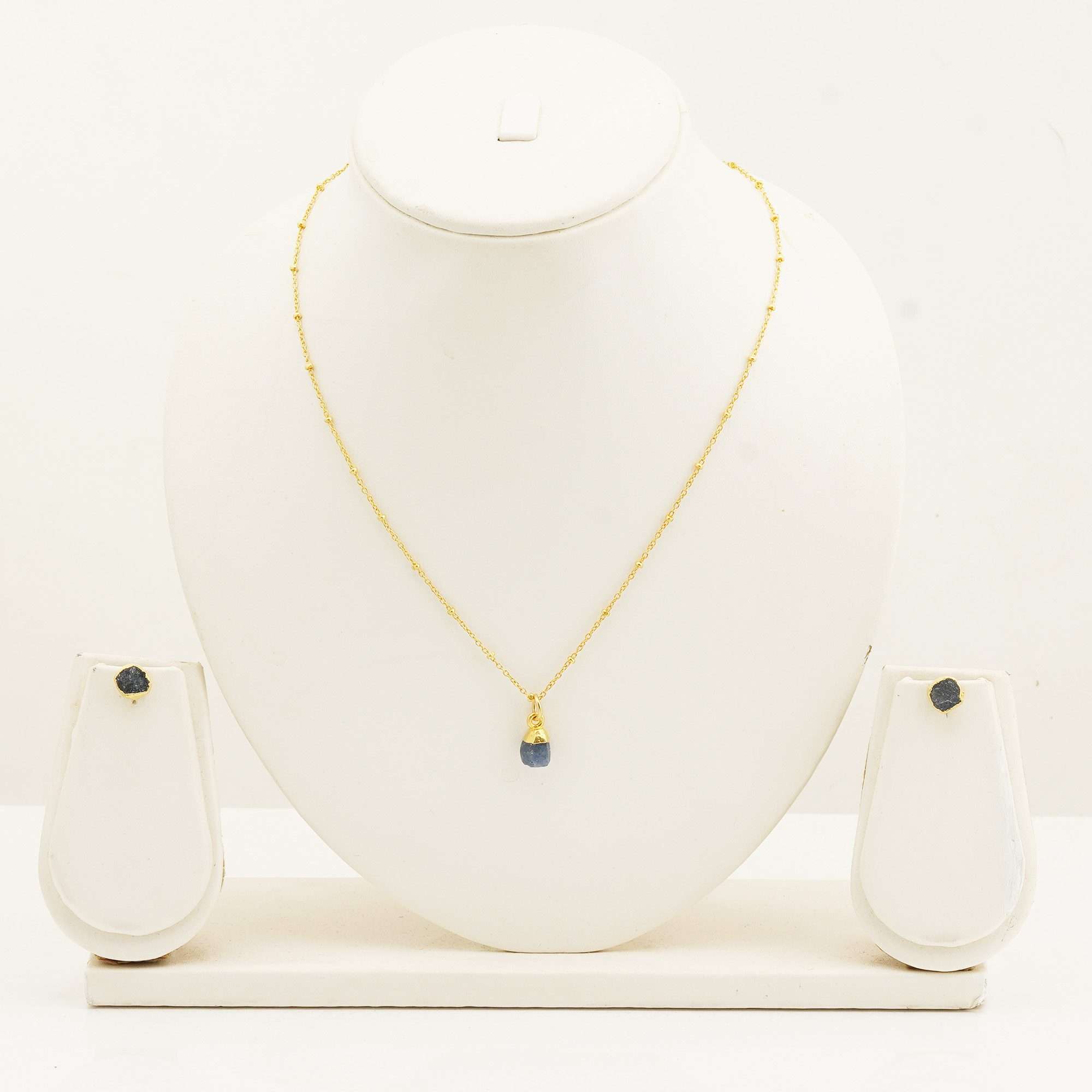 Handmade Sapphire Set in its Natural form Gold Plated - Zyrola