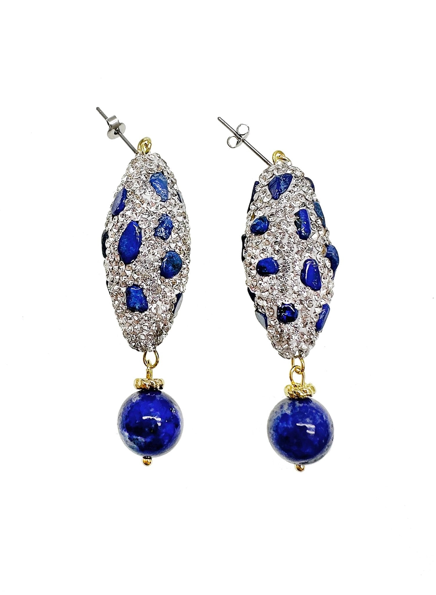 Lapis with Rhinestone Turkish Earring JE021 - Zyrola