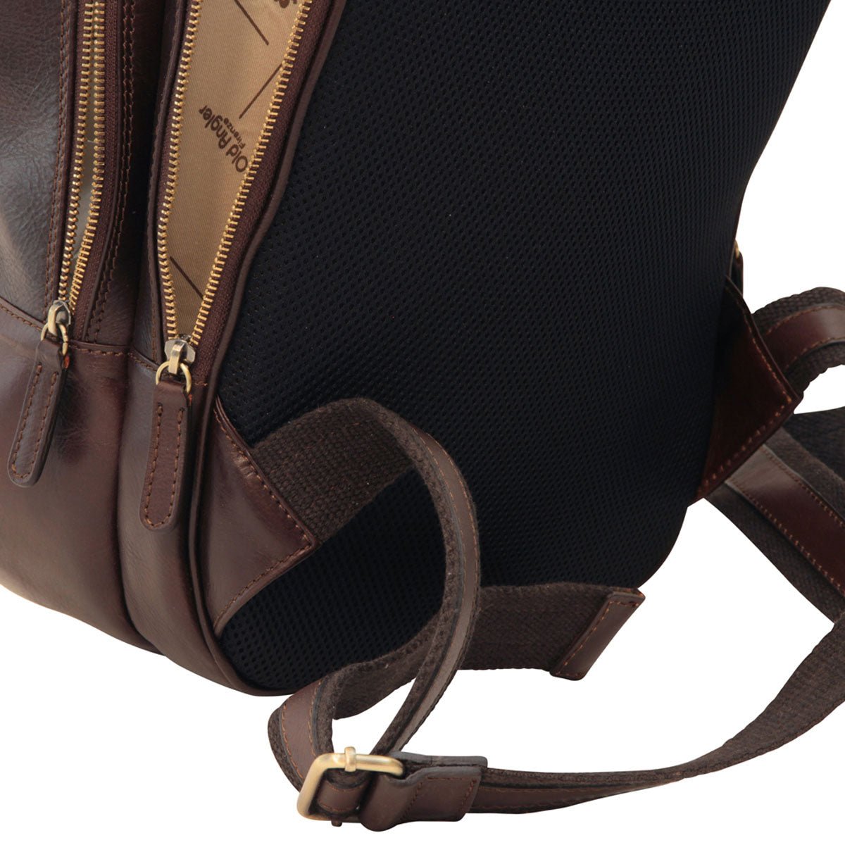 Leather backpack with exterior zip pockets - Dark Brown - Zyrola