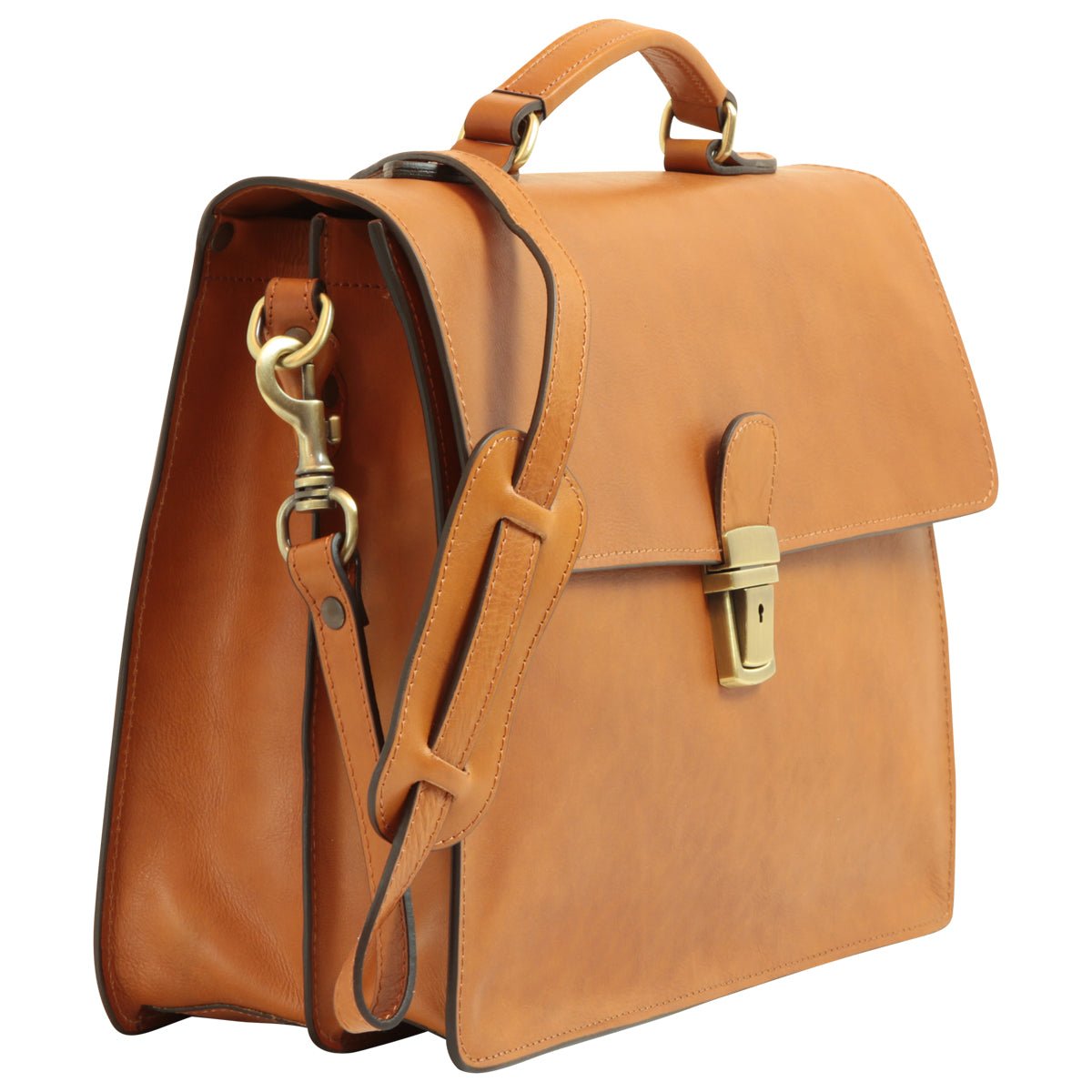 Leather Laptop Briefcase - Brown Colonial - Zyrola