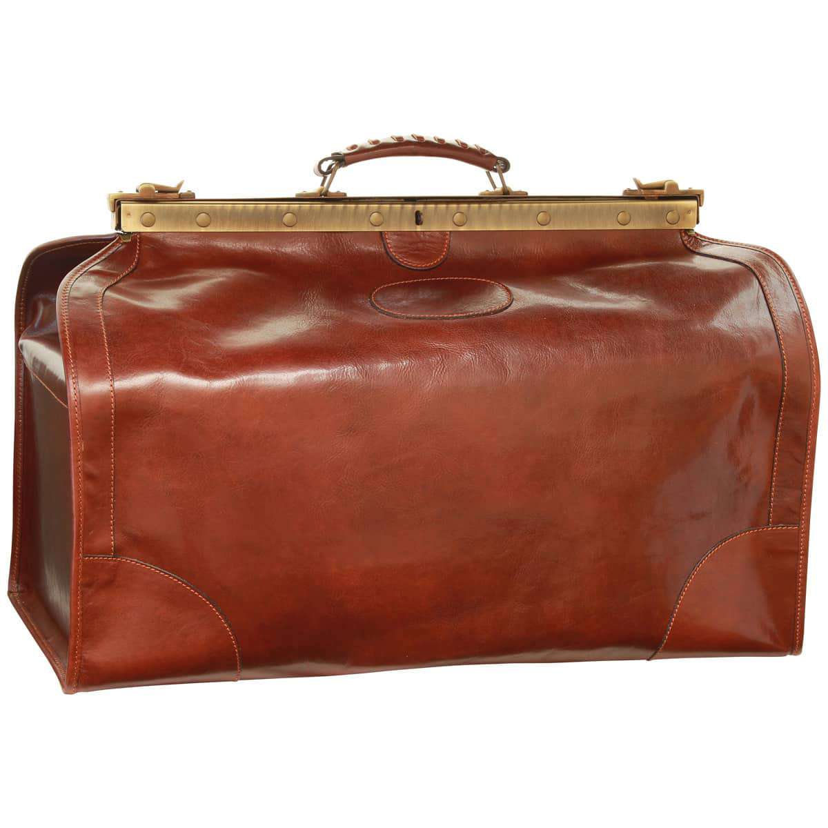 Leather "Old America" Bag (Large) - Brown - Zyrola