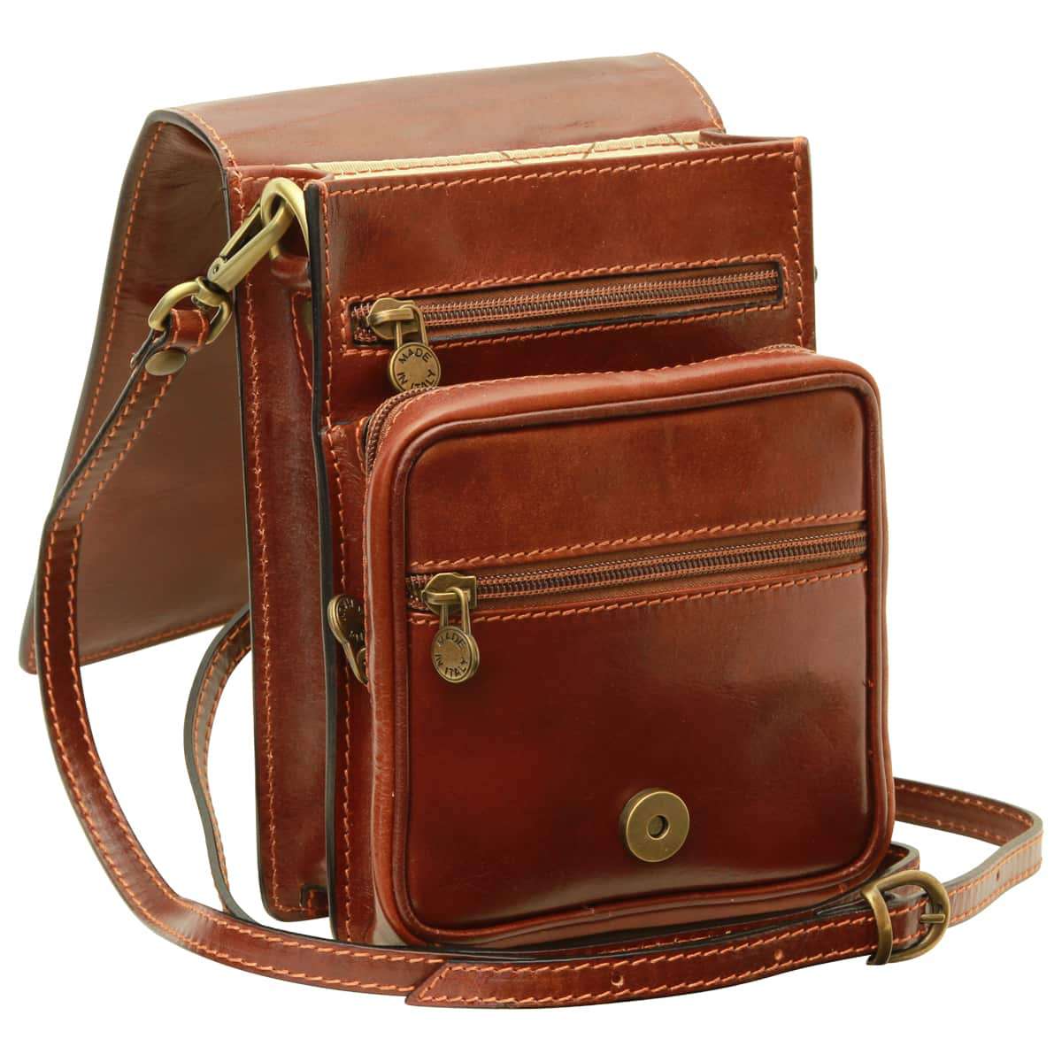 Leather Shoulder Bag - Brown - Zyrola