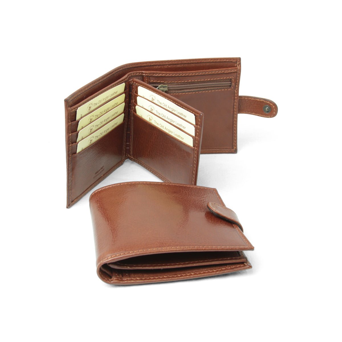Leather wallet with snap closure - brown - Zyrola