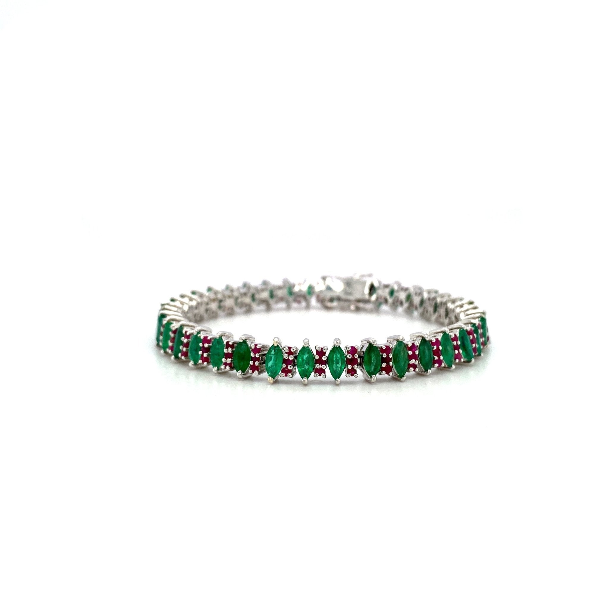 Multi Colour Stone Bracelet in .925 Sterling Silver - KSD 43113 - Zyrola