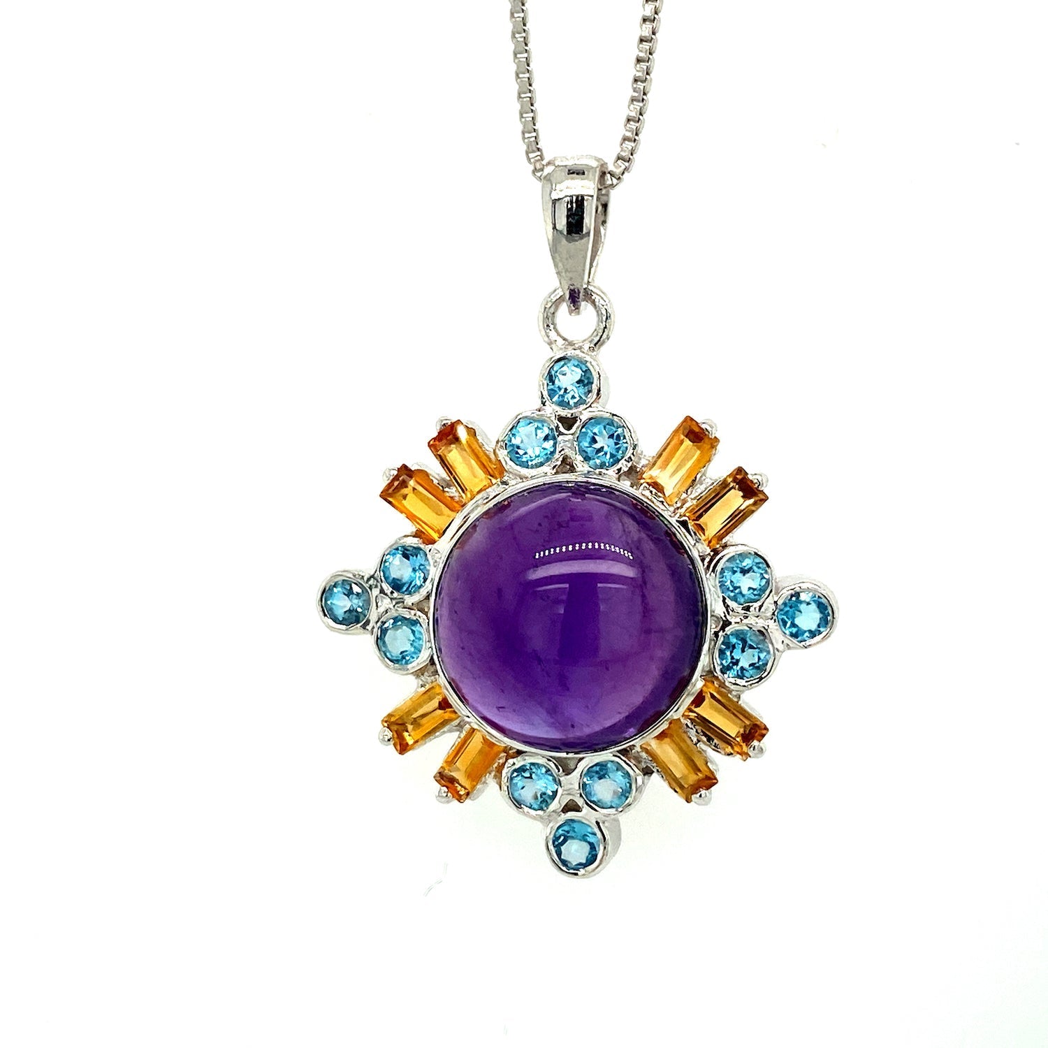 Multi Colour Stone Pendant in .925 Sterling Silver - KSP 3010 - Zyrola