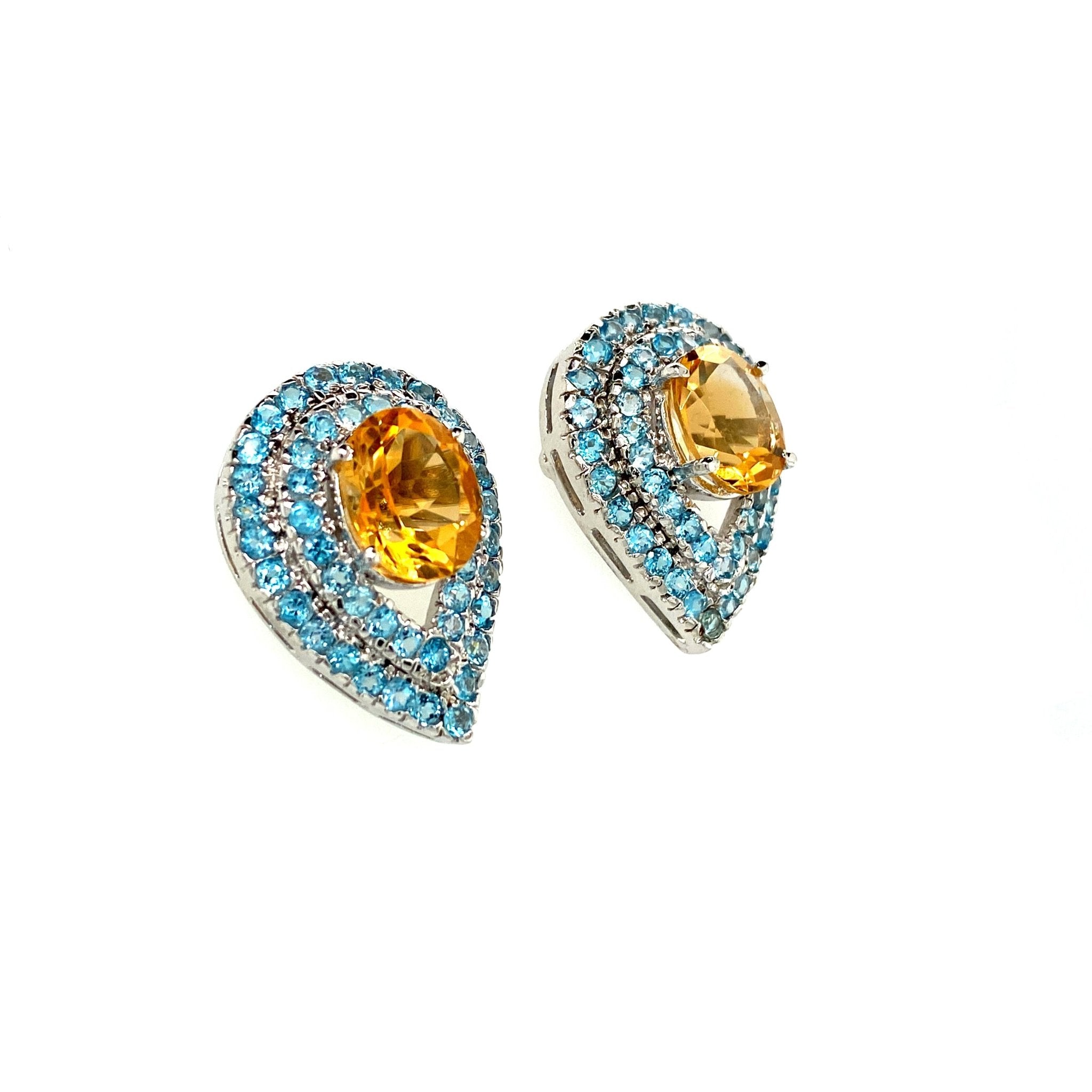 Multi Colour Stones Earring in .925 Sterling Silver KST - 5090 - Zyrola