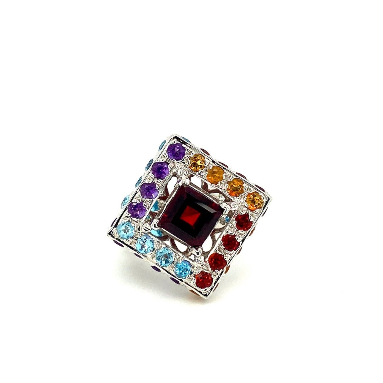 Multi Colour Stones Ring in .925 Sterling Silver - KSR 1462 - Zyrola