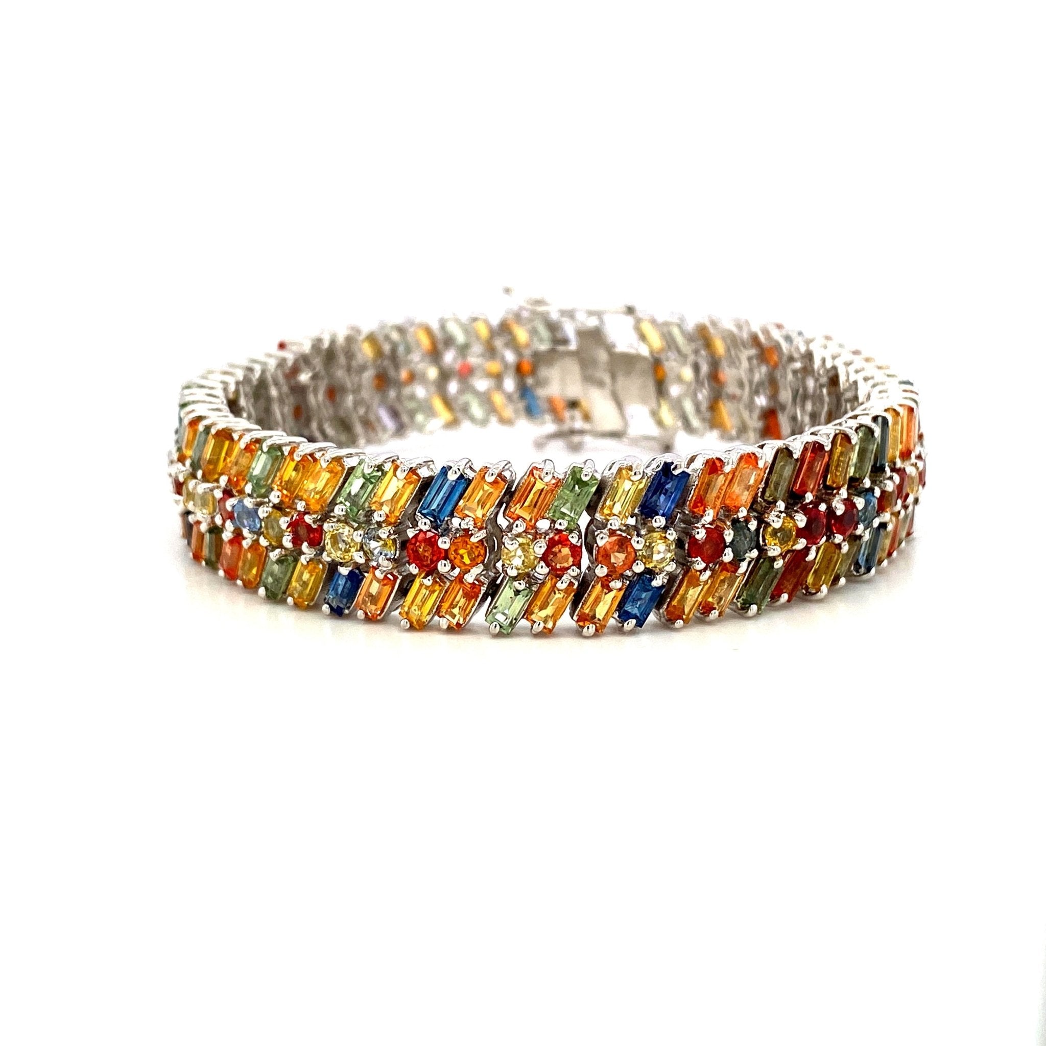 Multi Sapphire Bracelet in .925 Sterling Silver - KSD 4043 - Zyrola