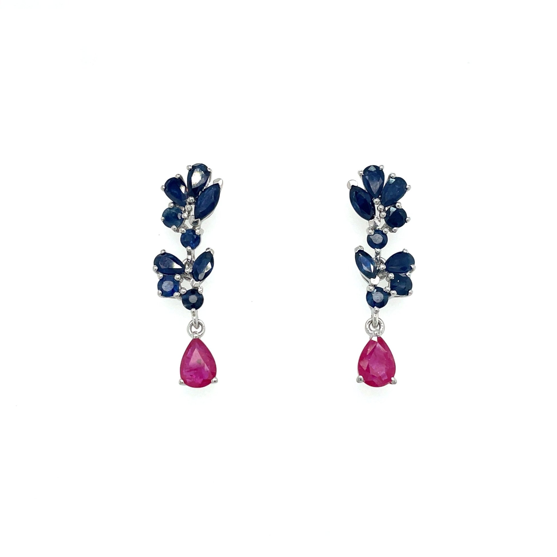 Multi Sapphire Earring in .925 Sterling Silver - KST 59282 - Zyrola