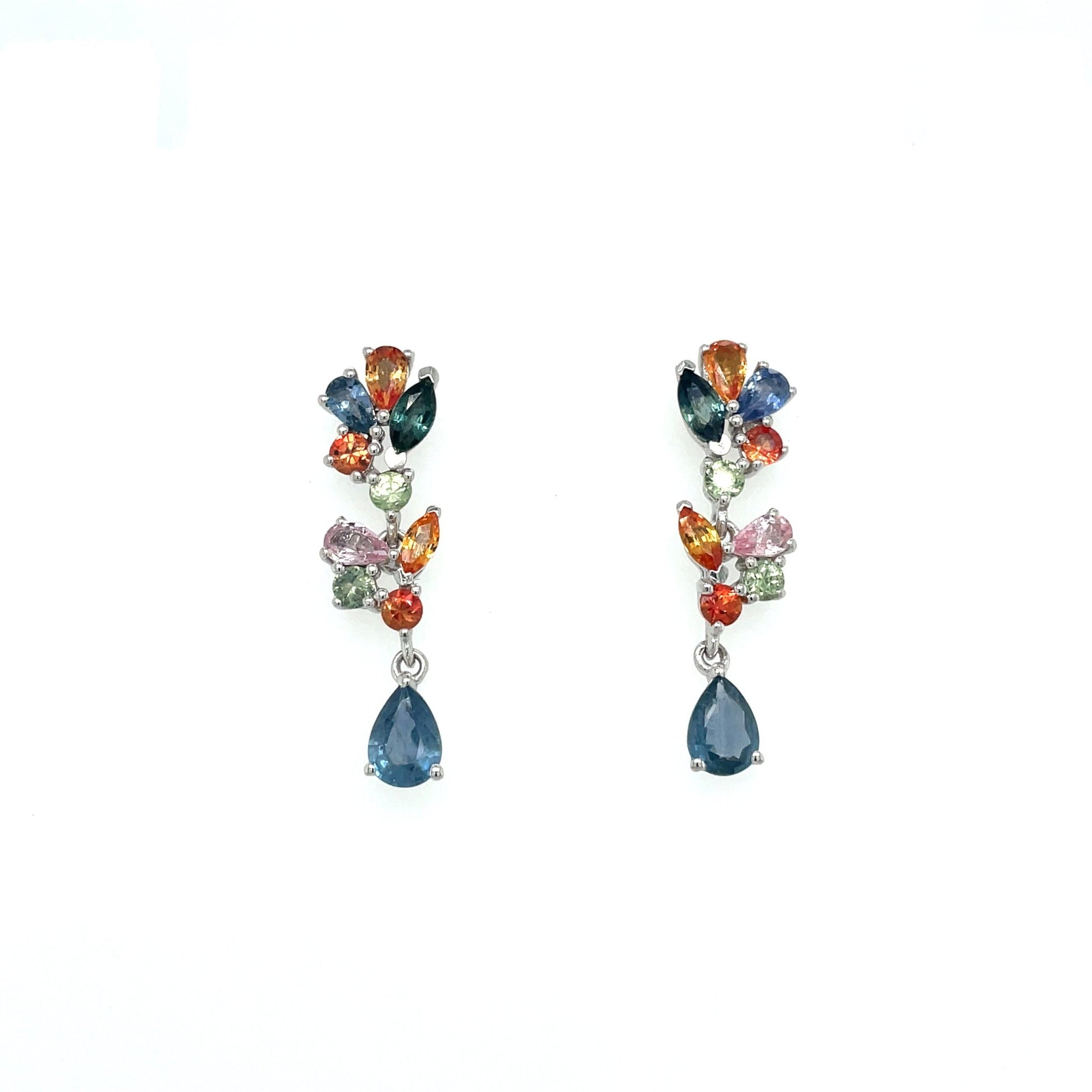 Multi Sapphire Earring in .925 Sterling Silver - KST 59282 - Zyrola