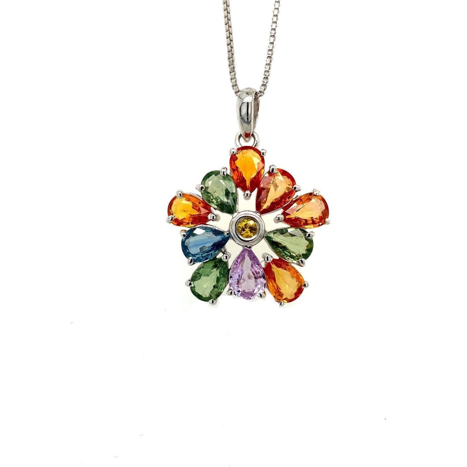 Multi Sapphire Pendant in .925 Sterling Silver - KSP 35988 - Zyrola