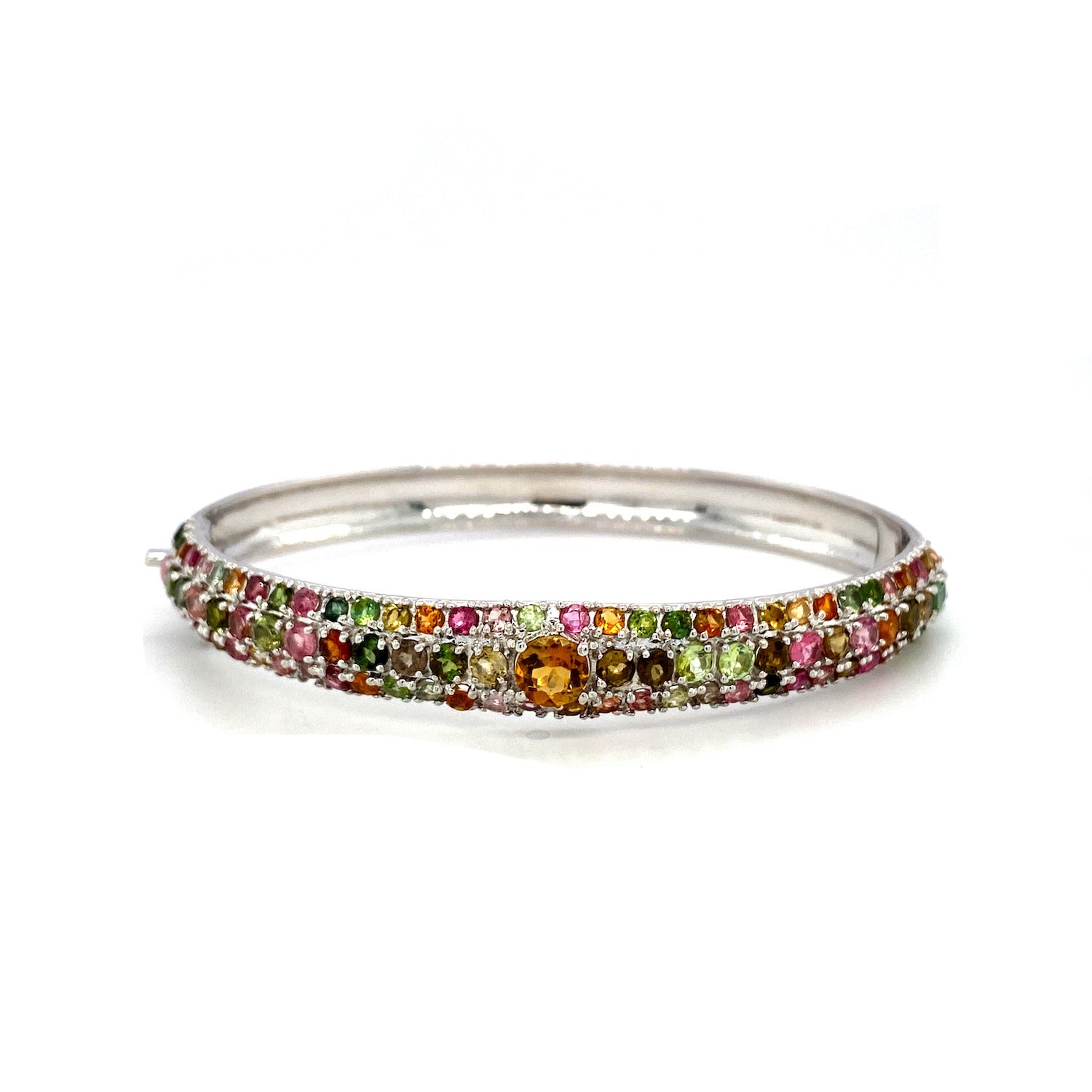 Multi Tourmaline Bangle in .925 Sterling Silver - KSD 41068 - Zyrola