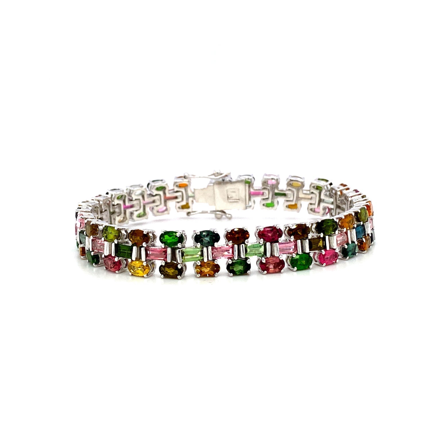 Bracelet en argent 925 serti de tourmalines naturelles multicolores – KSD 46895 - Zyrola