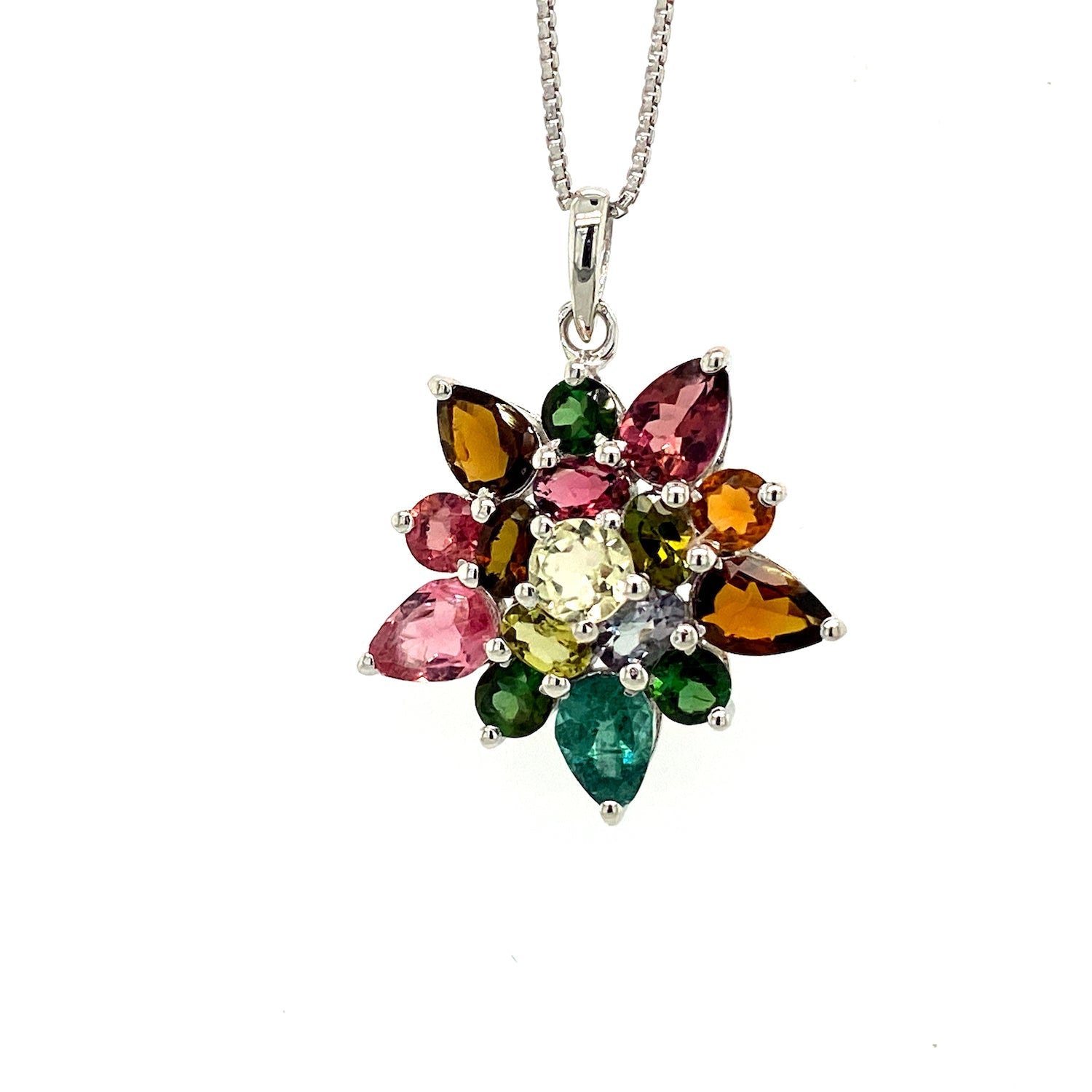 Multi Tourmaline Pendant in .925 Sterling Silver - KSP 31571 - Zyrola