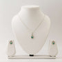 Oval Emerald Set with 0.75 - 1 CT Pendant and 1 - 1.5 CT Earrings in Italian Silver - Zyrola