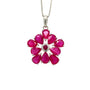 Pendentif fleur en rubis naturel monté sur argent 925 avec finition rhodiée hypoallergénique