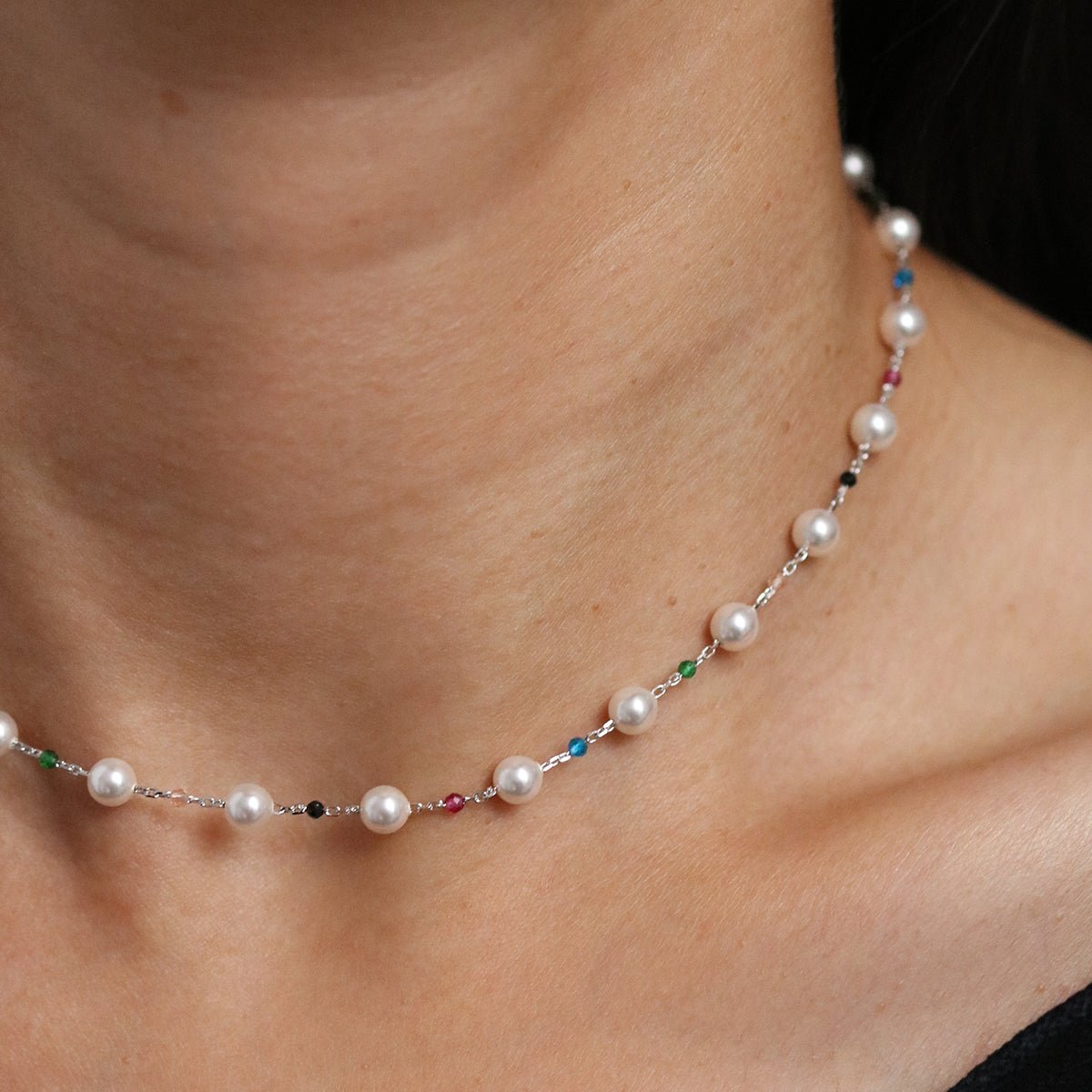 Rainbow pearl beads necklace - Zyrola