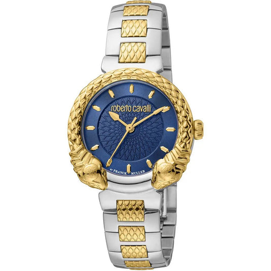 Roberto Cavalli By Franck Muller - RV1L190M0071 – Bicolore Acier & Or avec Cadran Bleu Sculpté - Zyrola