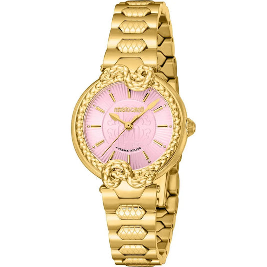Roberto Cavalli By Franck Muller - RV1L214M0041 Dorée avec Cadran Rose Pastel & Bracelet Serpent - Zyrola