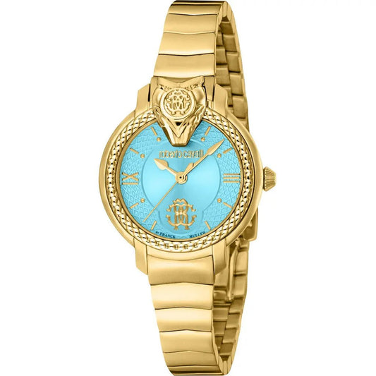 Roberto Cavalli By Franck Muller - RV1L215M0051 Dorée avec Cadran Bleu Ciel & Tête de Serpent - Zyrola