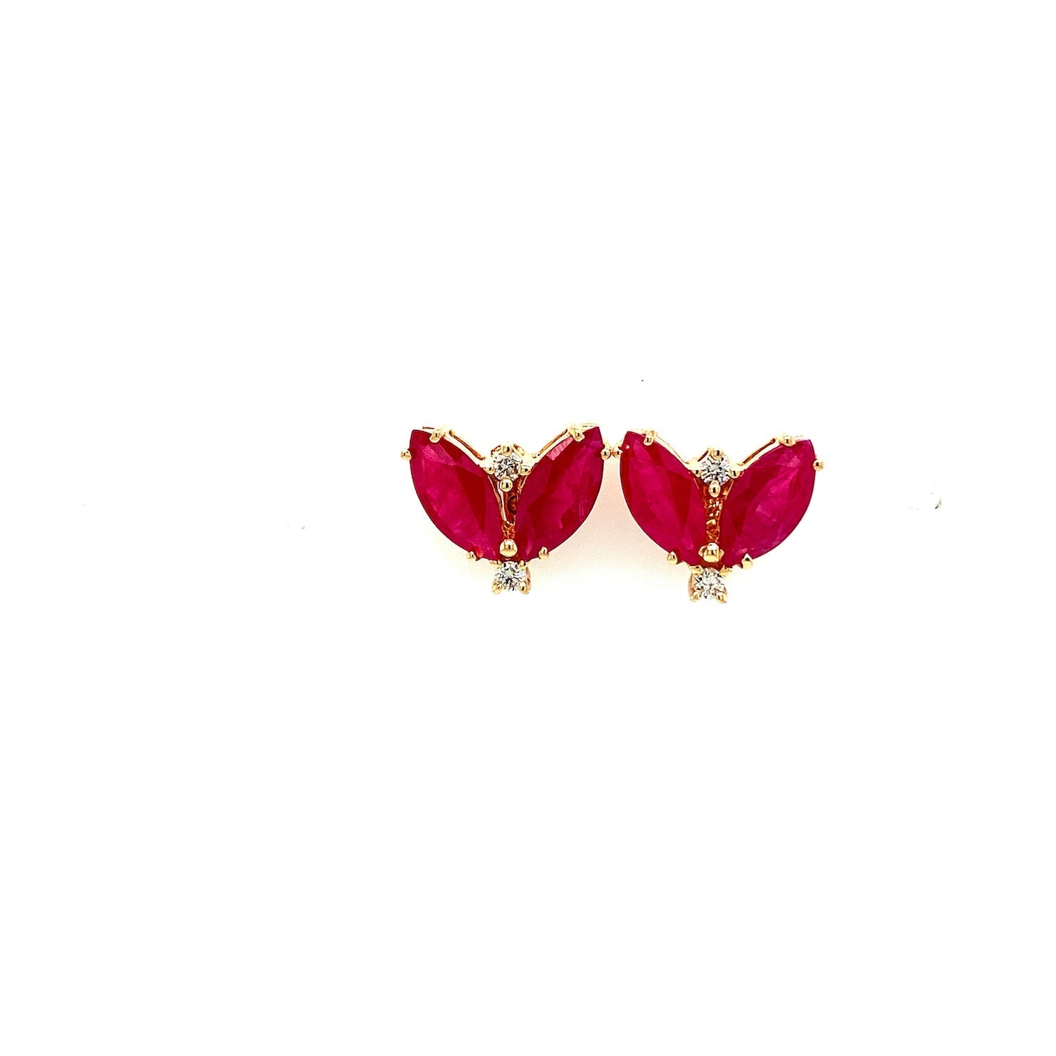Ruby and Diamond Earring in 14K Yellow Gold - KGT 33532 - Zyrola
