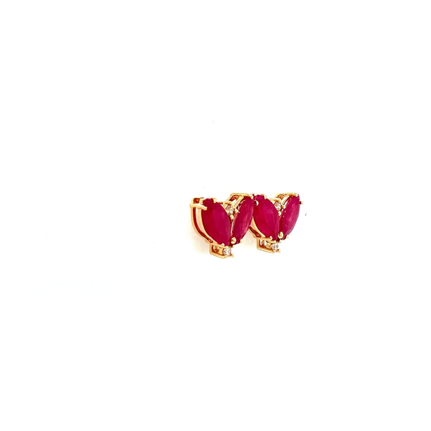 Ruby and Diamond Earring in 14K Yellow Gold - KGT 33532 - Zyrola