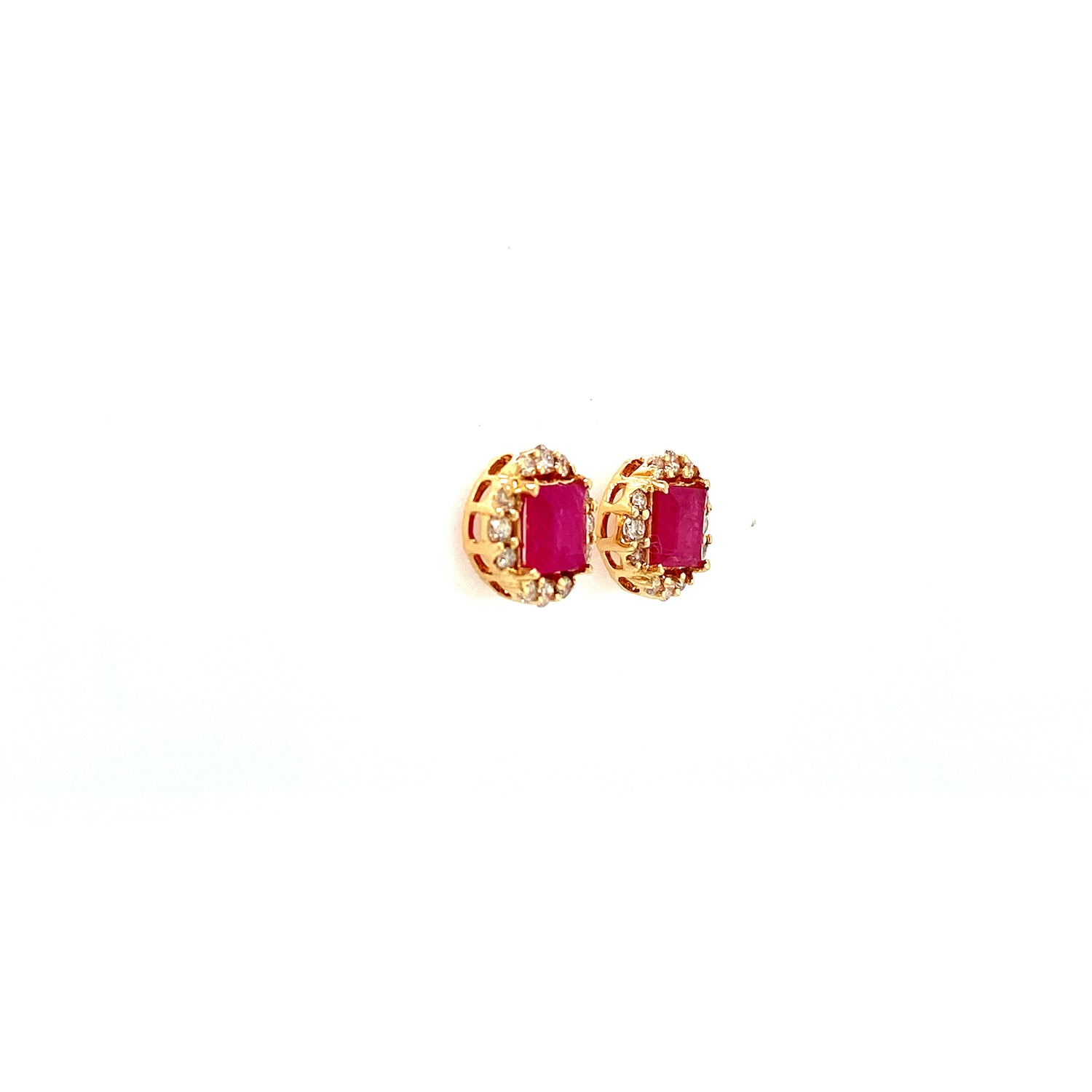 Ruby and Diamond Earring in 14K Yellow Gold - KGT 33556 - Zyrola