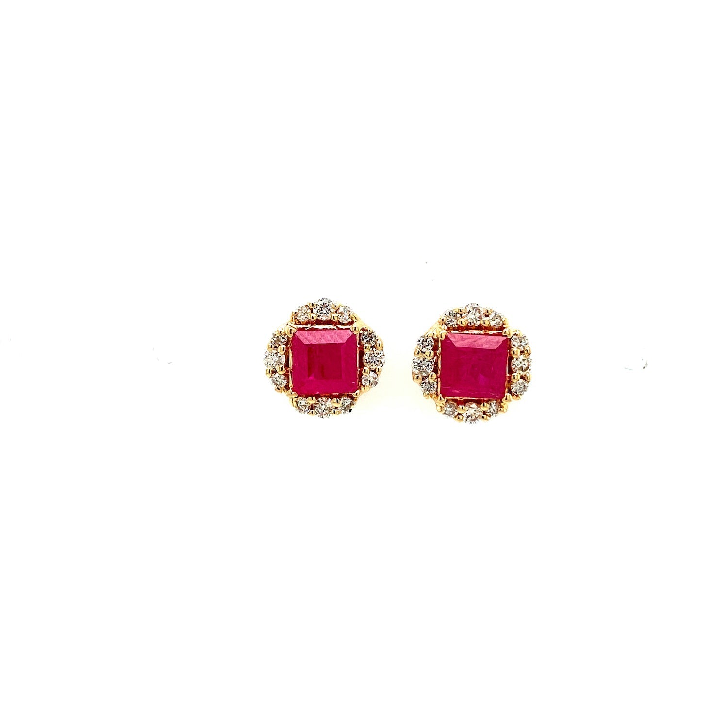 Ruby and Diamond Earring in 14K Yellow Gold - KGT 33556 - Zyrola