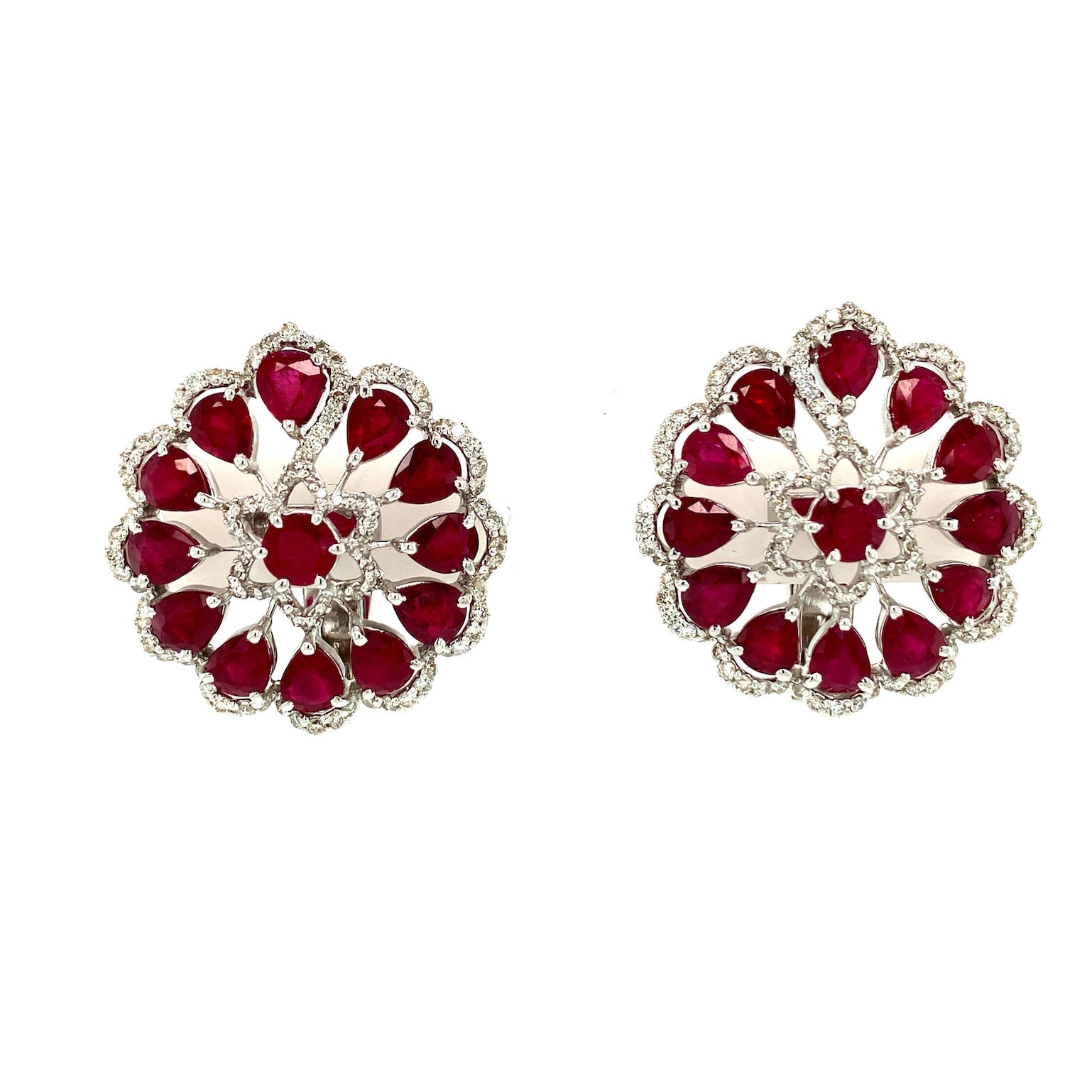 Ruby and Diamond Earring in 18K White Gold - KGT 32530 - Zyrola