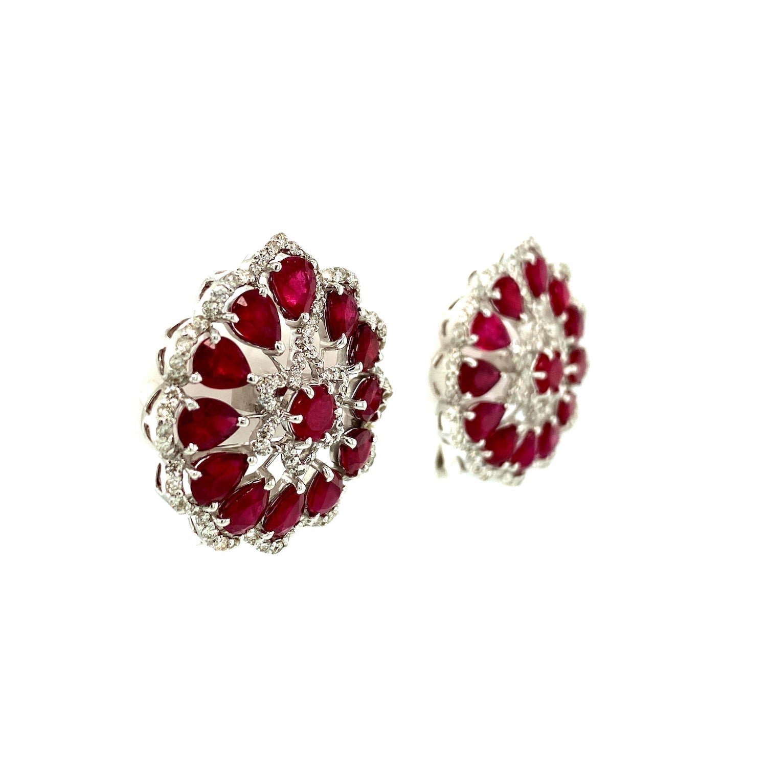 Ruby and Diamond Earring in 18K White Gold - KGT 32530 - Zyrola