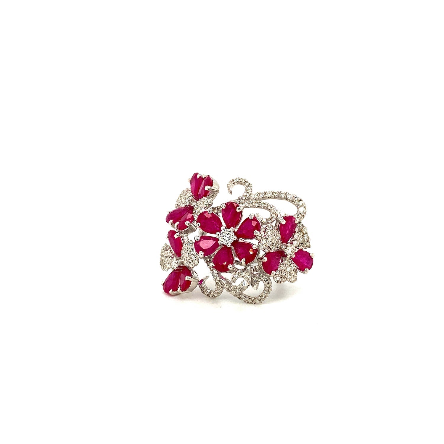 Ruby and Diamond Ring in 18K White Gold - KGR 14920 - Zyrola