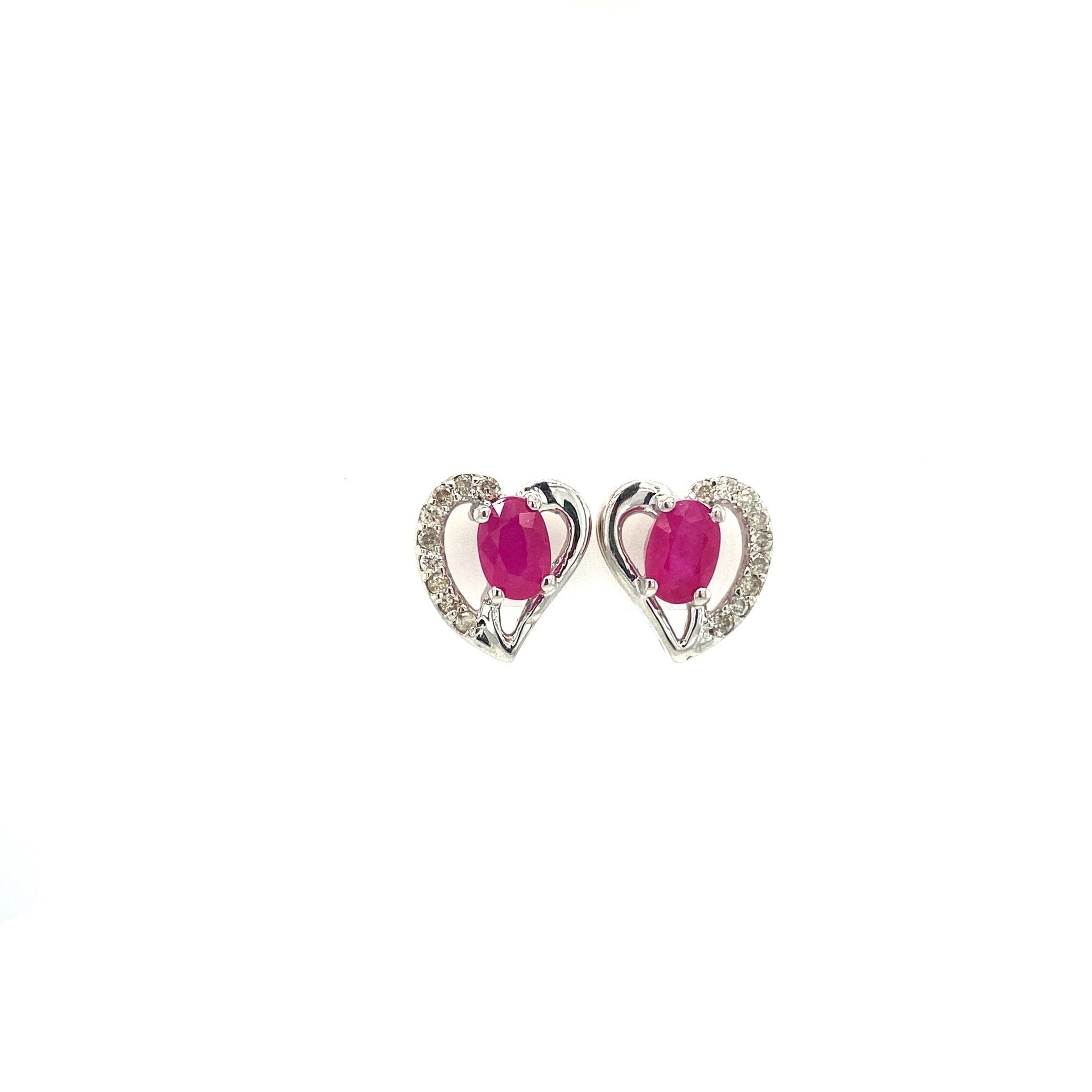 Boucles d’oreilles cœur en rubis naturel serties sur argent sterling 925 – KST 53194 - Zyrola