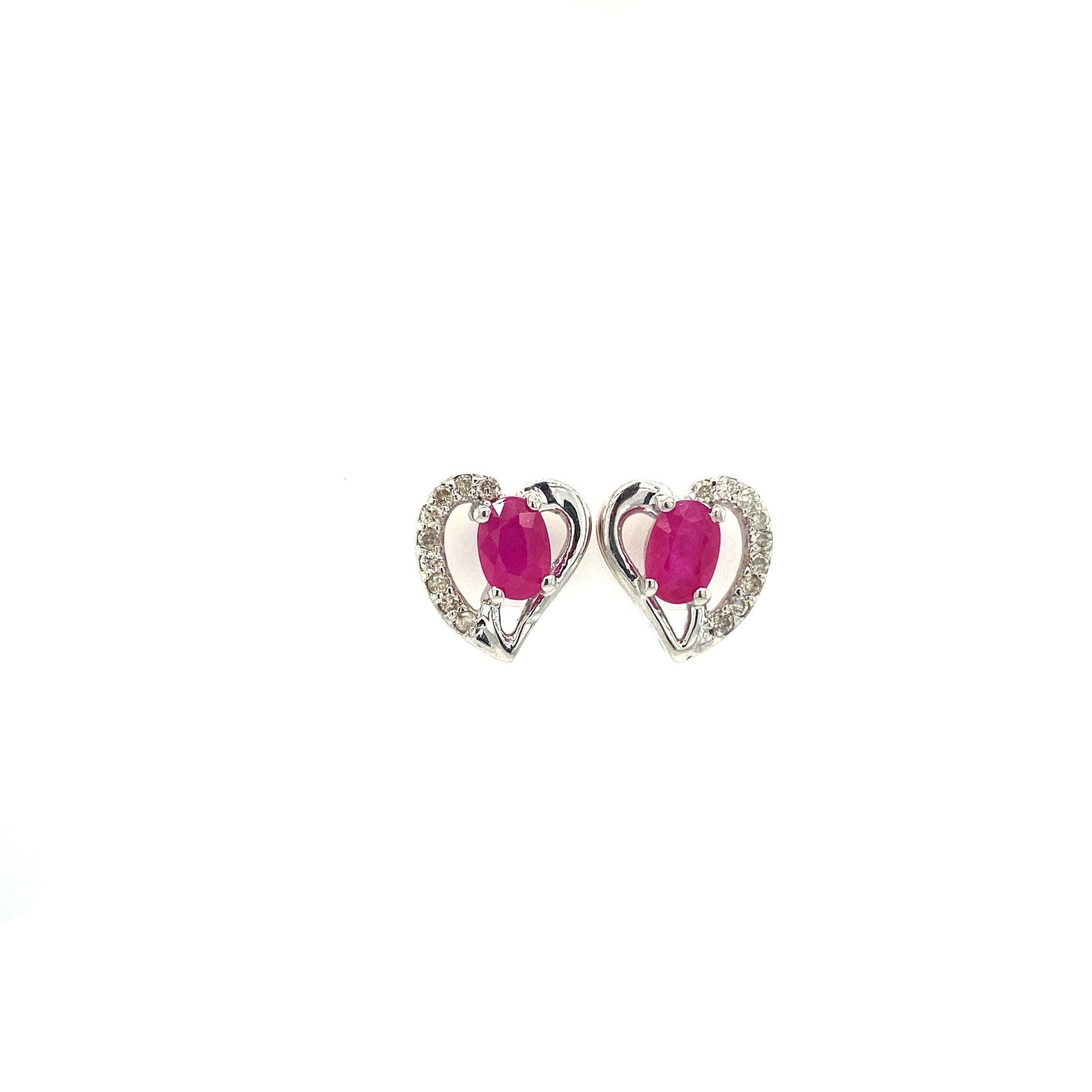 Boucles d’oreilles cœur en rubis naturel serties sur argent sterling 925 – KST 53194 - Zyrola