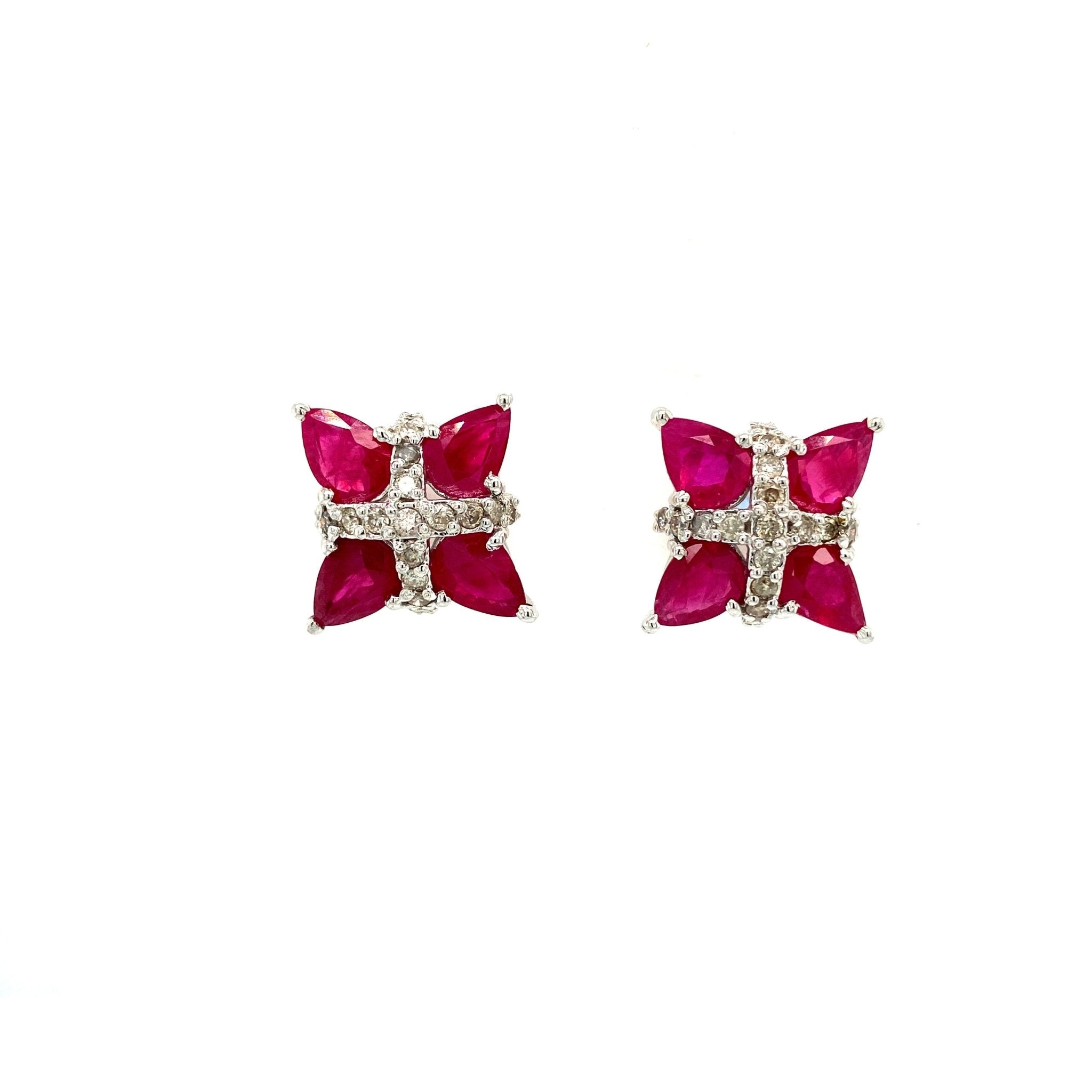 Ruby Earring in .925 Sterling Silver - KST 58943 - Zyrola
