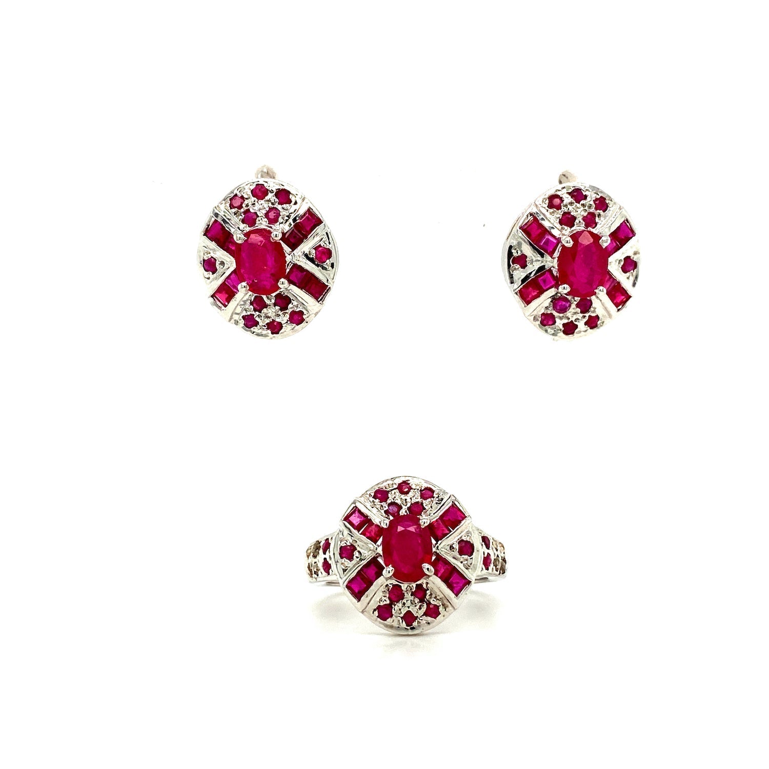 Ruby Jewellery Set in .925 Sterling Silver - KSS 6188 - Zyrola