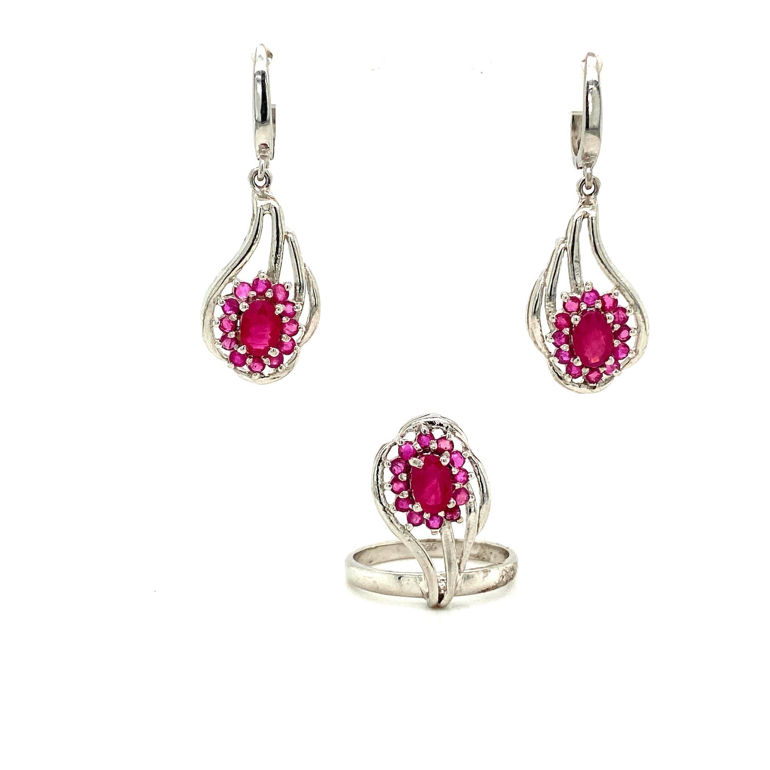 Ruby Jewellery Set in .925 Sterling Silver - KSS 63476 - Zyrola