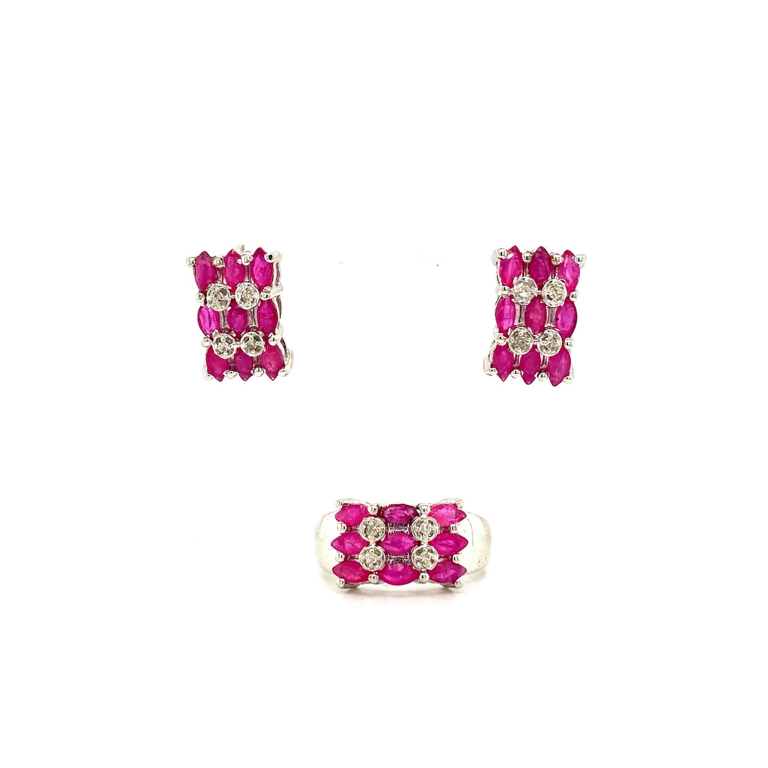 Ruby Jewellery Set in .925 Sterling Silver - KSS 6560 - Zyrola