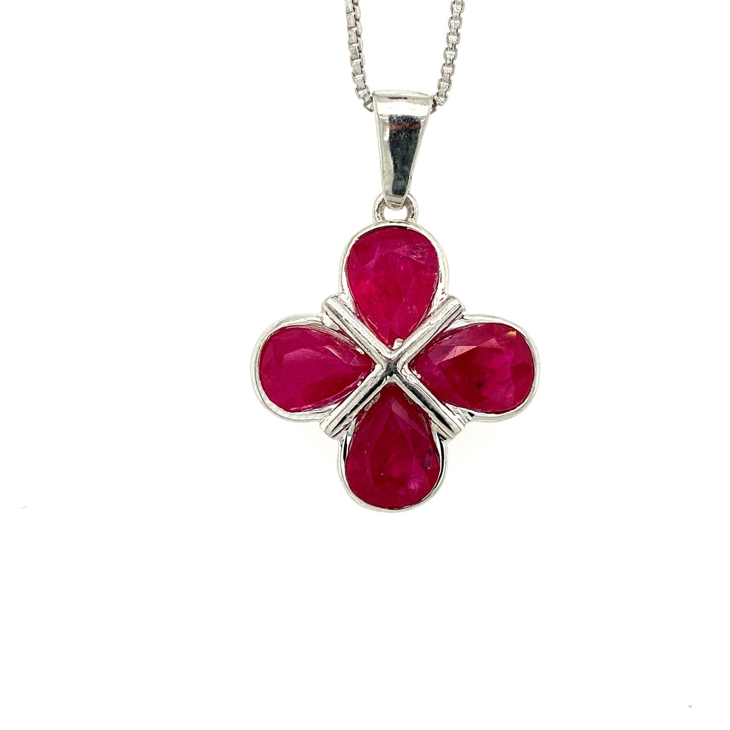 Ruby Pendant in .925 Sterling Silver - KSP 32052 - Zyrola