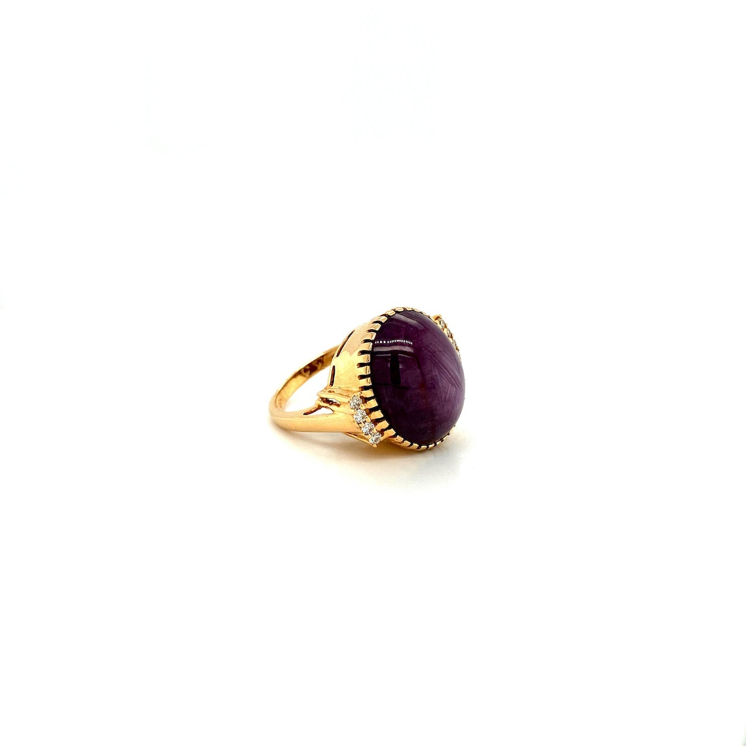 Ruby Star and Diamond Ring in 14K Yellow Gold - KGR 16174 - Zyrola
